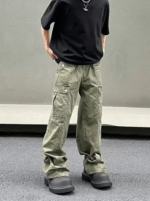 Japanese Brand green military flared baggy utility faded cargo pants Size US 32 / EU 48 - 4 Thumbnail