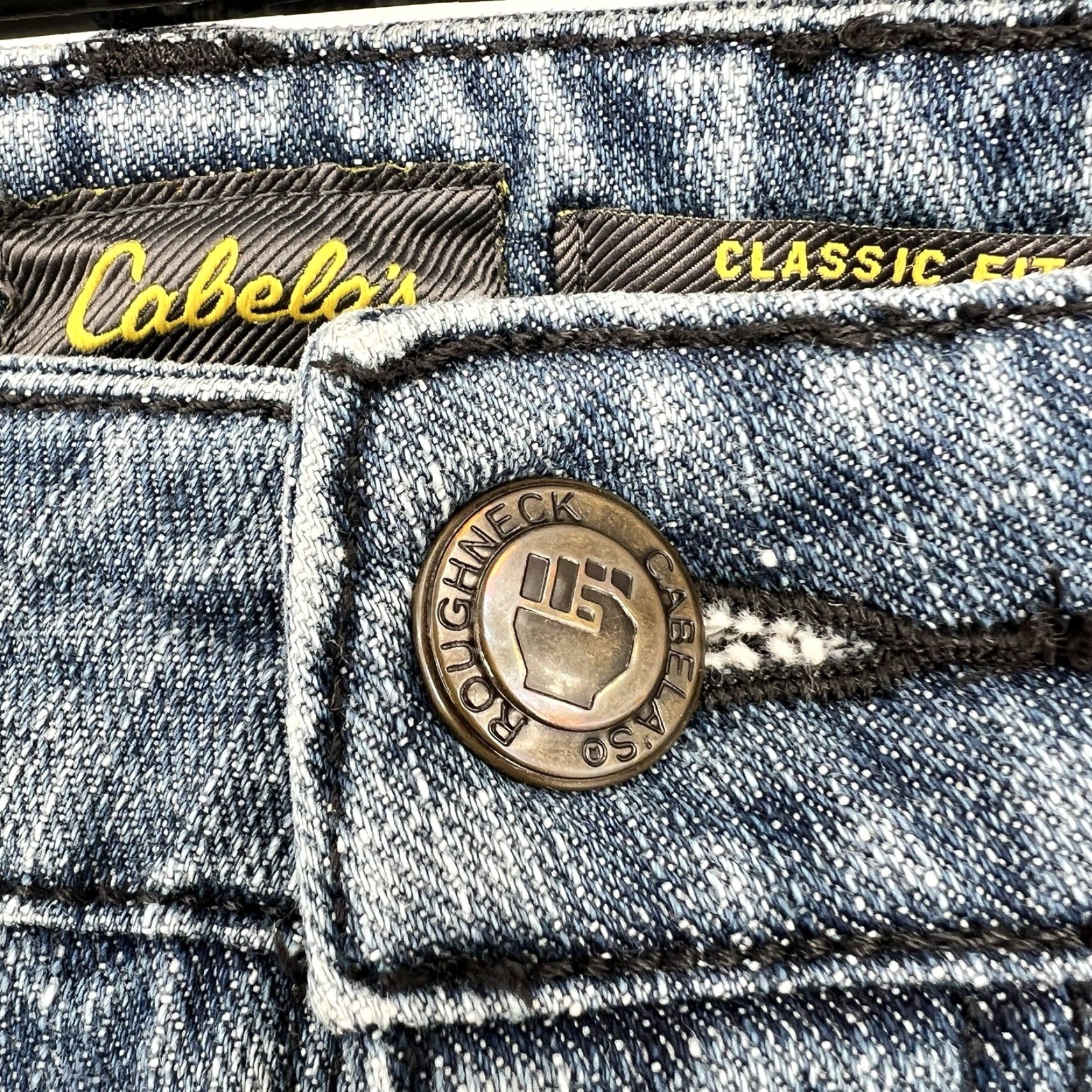 Vintage Cabela's Mens Roughneck Pants Jeans 38x34 5-Pocket Relaxed Denim Blue 100% Cotton Button Closure Belt Loops Double Knee Nature Cowboy 38 Mens Size US 38 / EU 54 - 3 Thumbnail