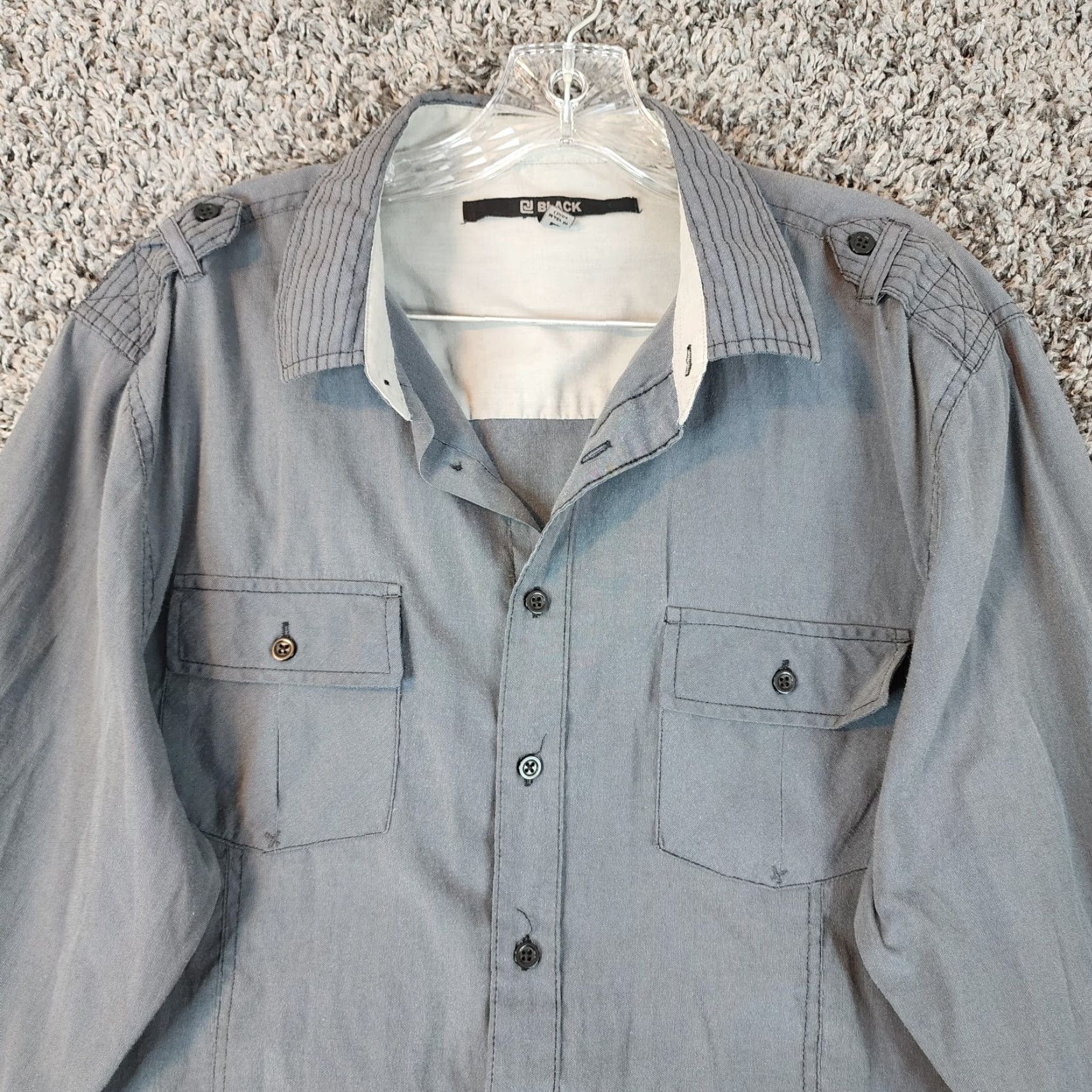 Vintage CJ Black Mens Gray Blue Long Sleeve Button-Up Size L Size US L / EU 52-54 / 3 - 2 Thumbnail