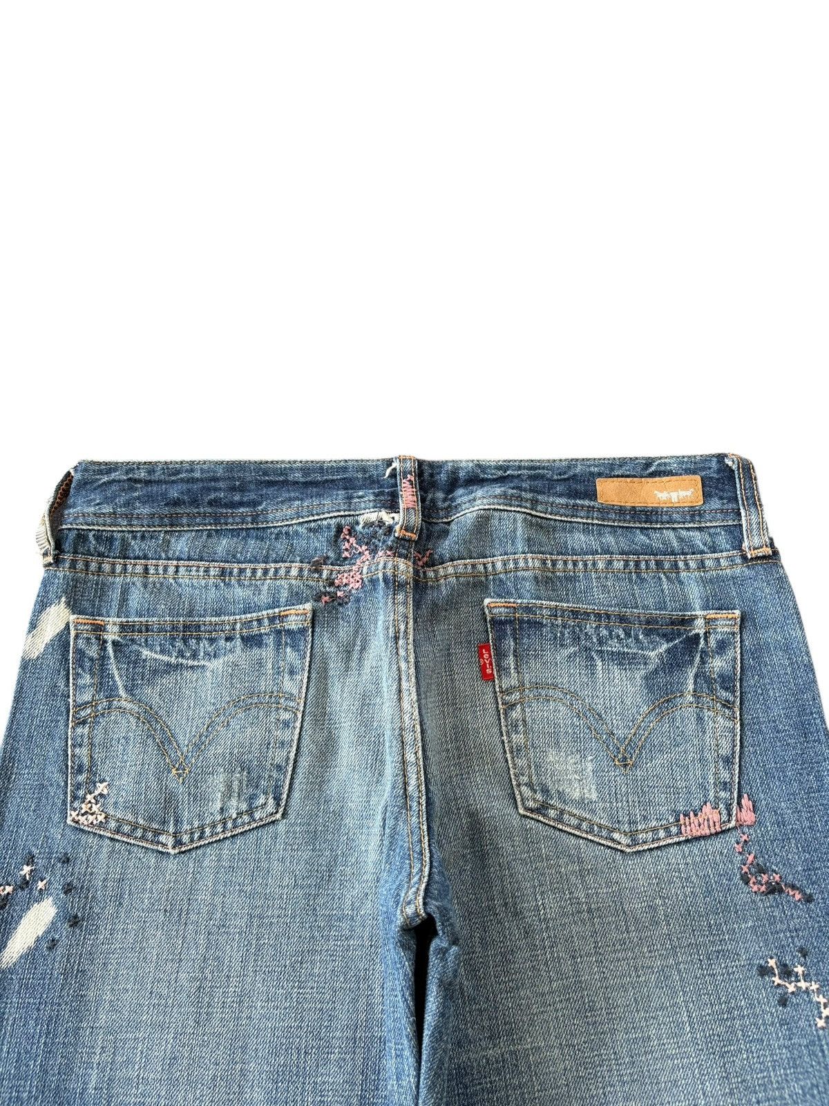 Levi's Vintage 90s Levis 553 Flare Rare Design Distressed Jeans Size 32" / US 10 / IT 46 - 8 Thumbnail