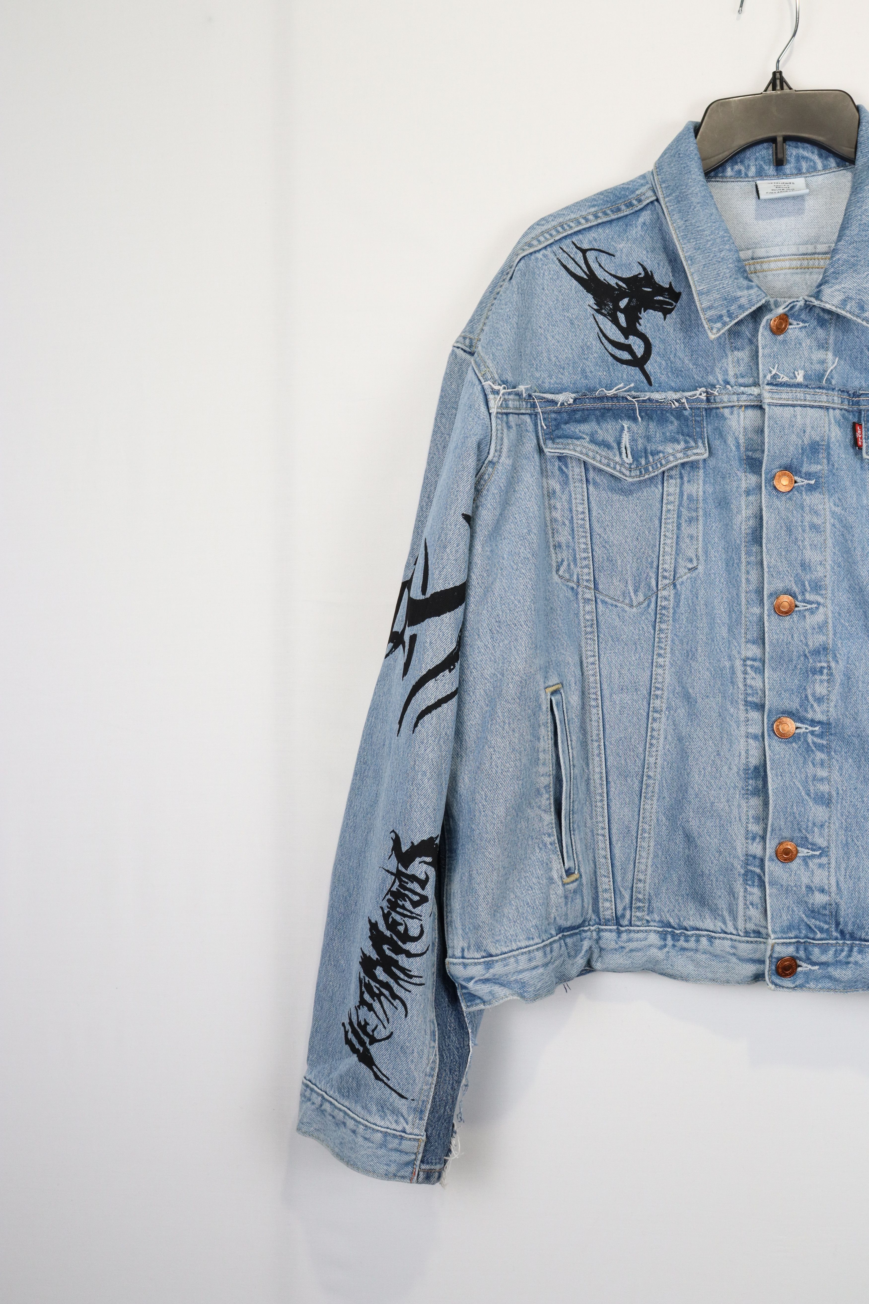 Vetements o1rshd Tribal Logo Denim Jacket in Blue/Black Size US XS / EU 42 / 0 - 3 Thumbnail