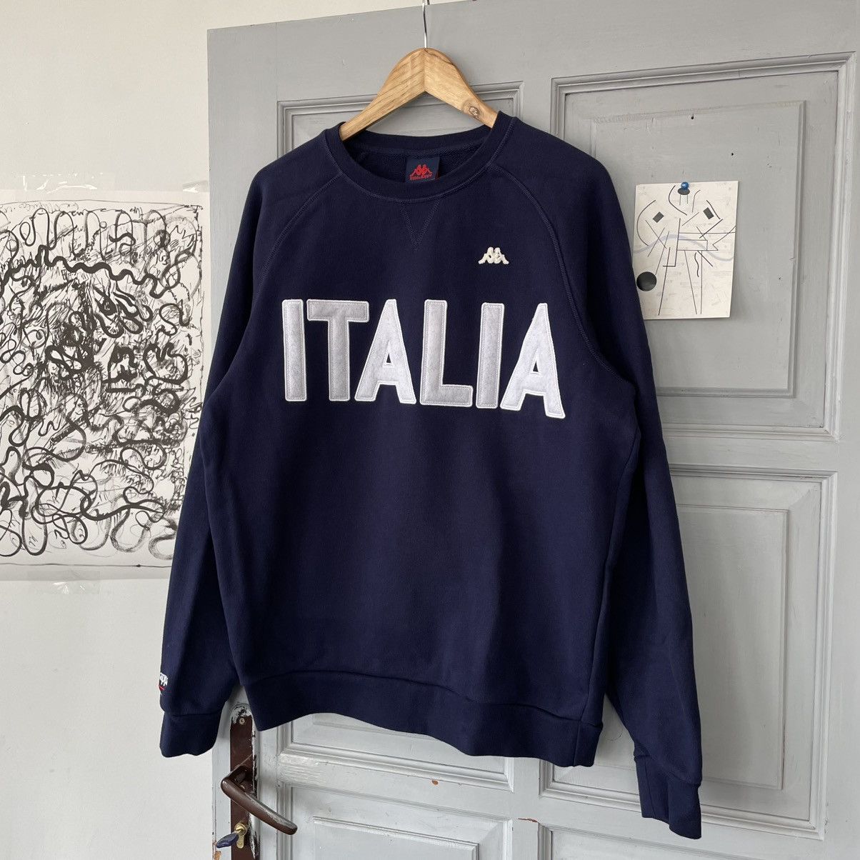 Kappa × Vintage Kappa Italy Big Logo Cheef Keef Style Dirty Sweatshirt Size US XL / EU 56 / 4 - 1 Thumbnail