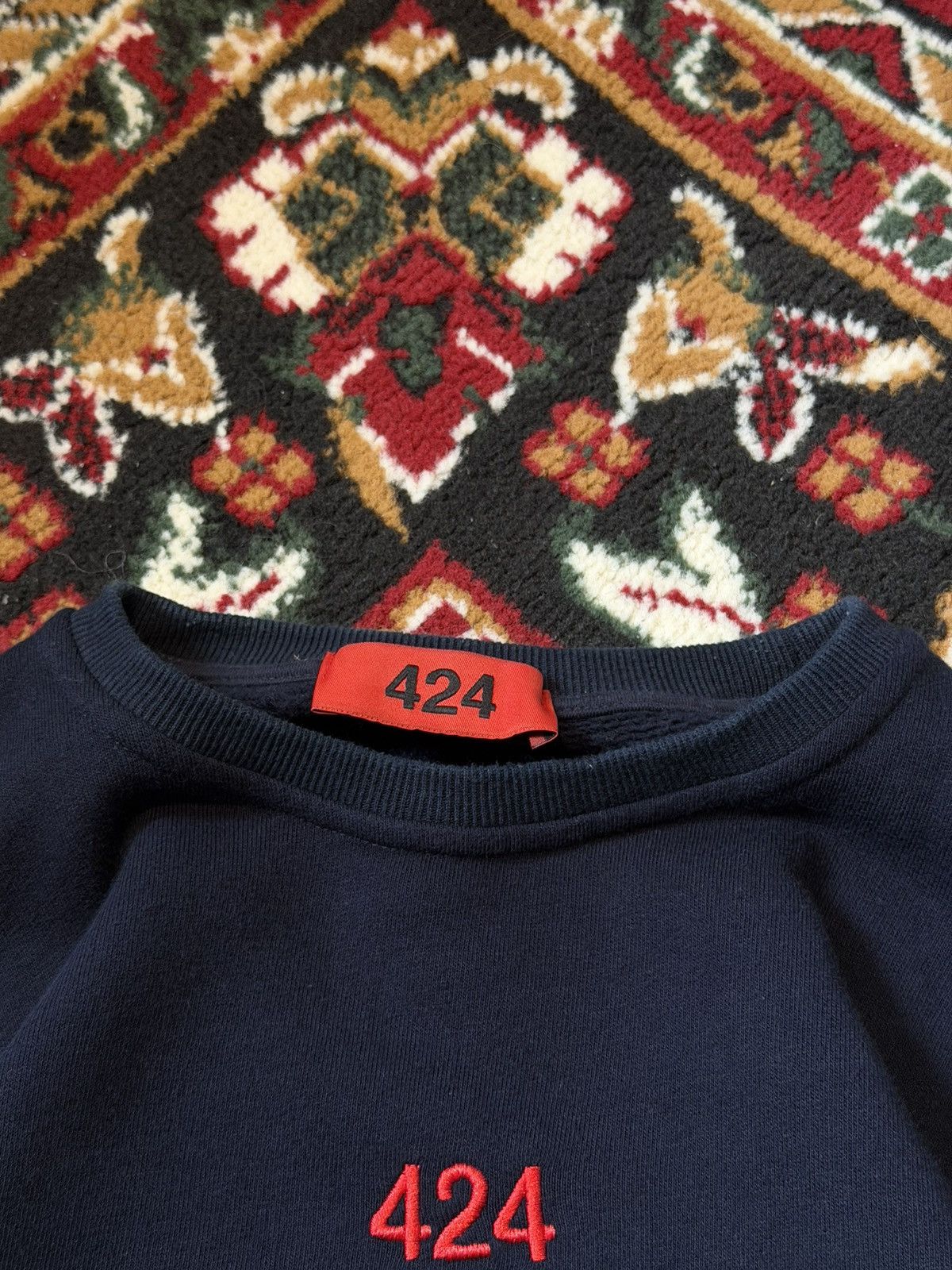 424 424 Embroidered Sweatshirt Crewneck Size Medium Navy Blue Size US M / EU 48-50 / 2 - 8 Thumbnail