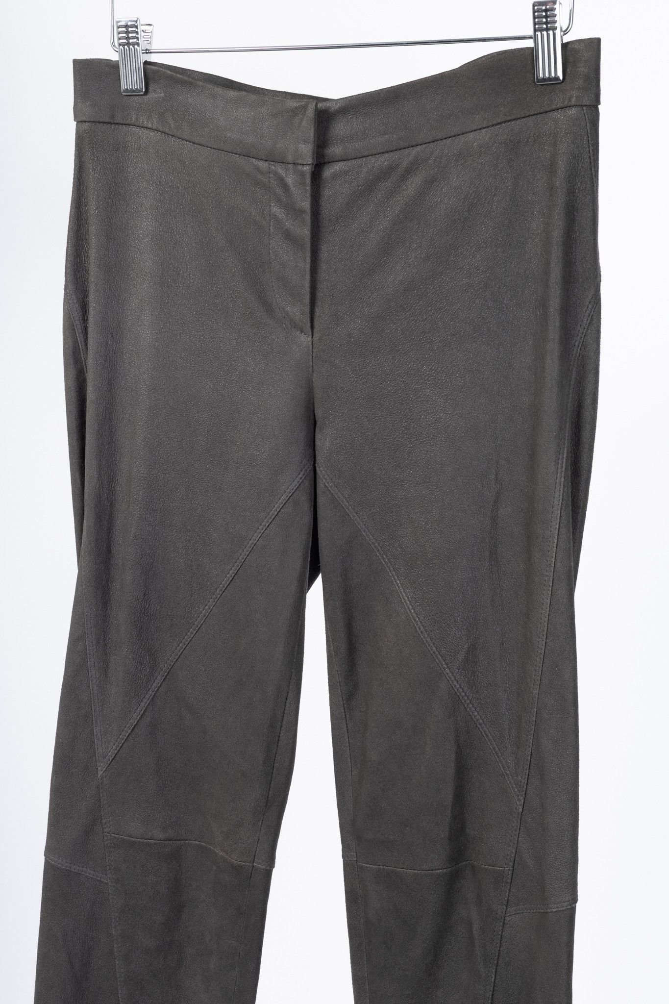 Brunello Cucinelli Brunello Cucinelli Grey Leather Panelled Skinny Pants Size 28" / US 6 / IT 42 - 3 Thumbnail