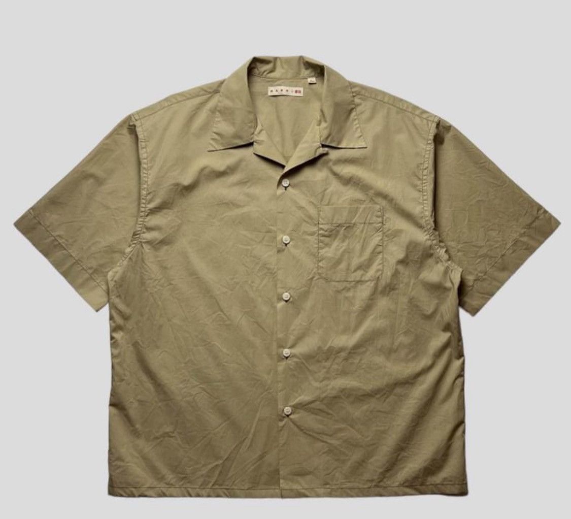 image of Marni Uniqlo Oversized Open Collar Shirt in Off White, Men's (Size Large)