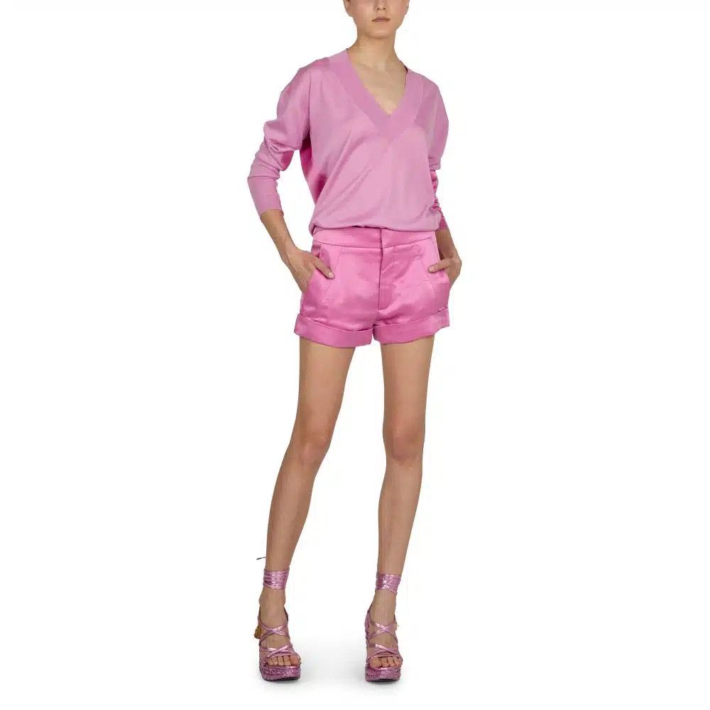 Tom Ford o1loc1c0625 MAK117 Cashmere Silk V-neck Sweater in Pink Size XS / US 0-2 / IT 36-38 - 4 Thumbnail