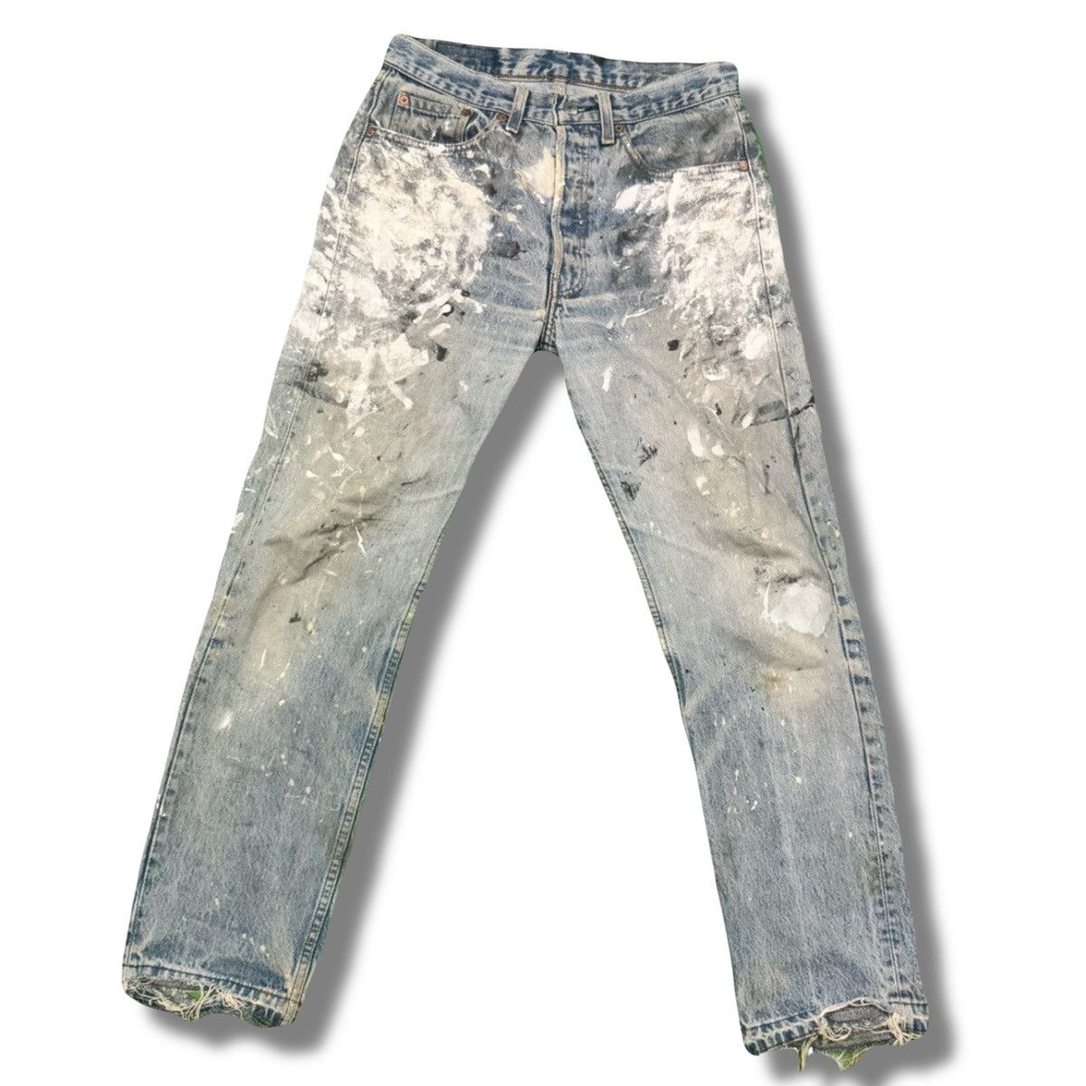Levi's Vintage Clothing Levi’s 501xx – 1990s Paint-Splatter Distressed Denim Size US 30 / EU 46 - 1 Thumbnail