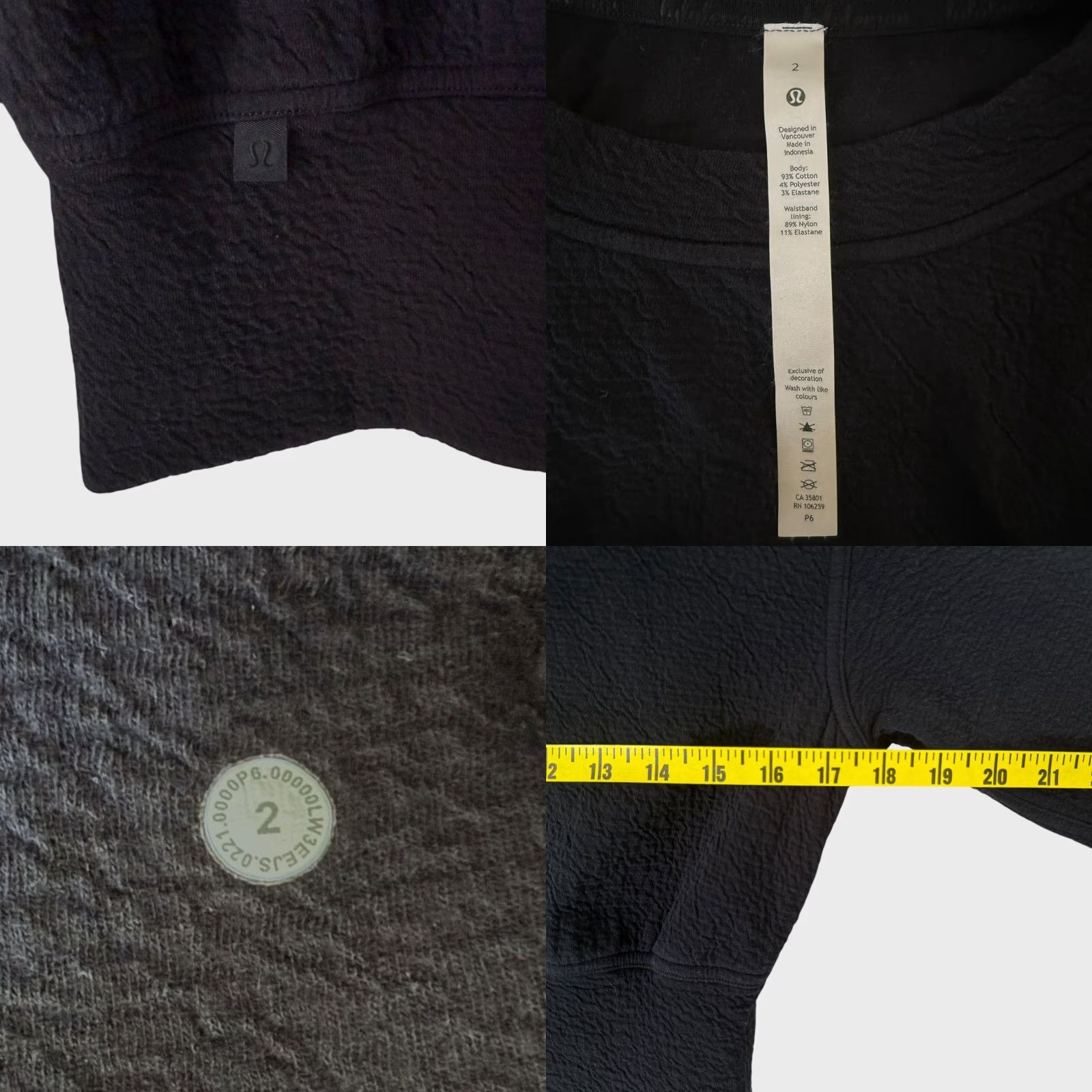 Lululemon Lululemon Sweatshirt Textured Crewneck Pullover Black Women's Size 2 Activewear Slim/Regular Fit Size XS / US 0-2 / IT 36-38 - 8 Thumbnail