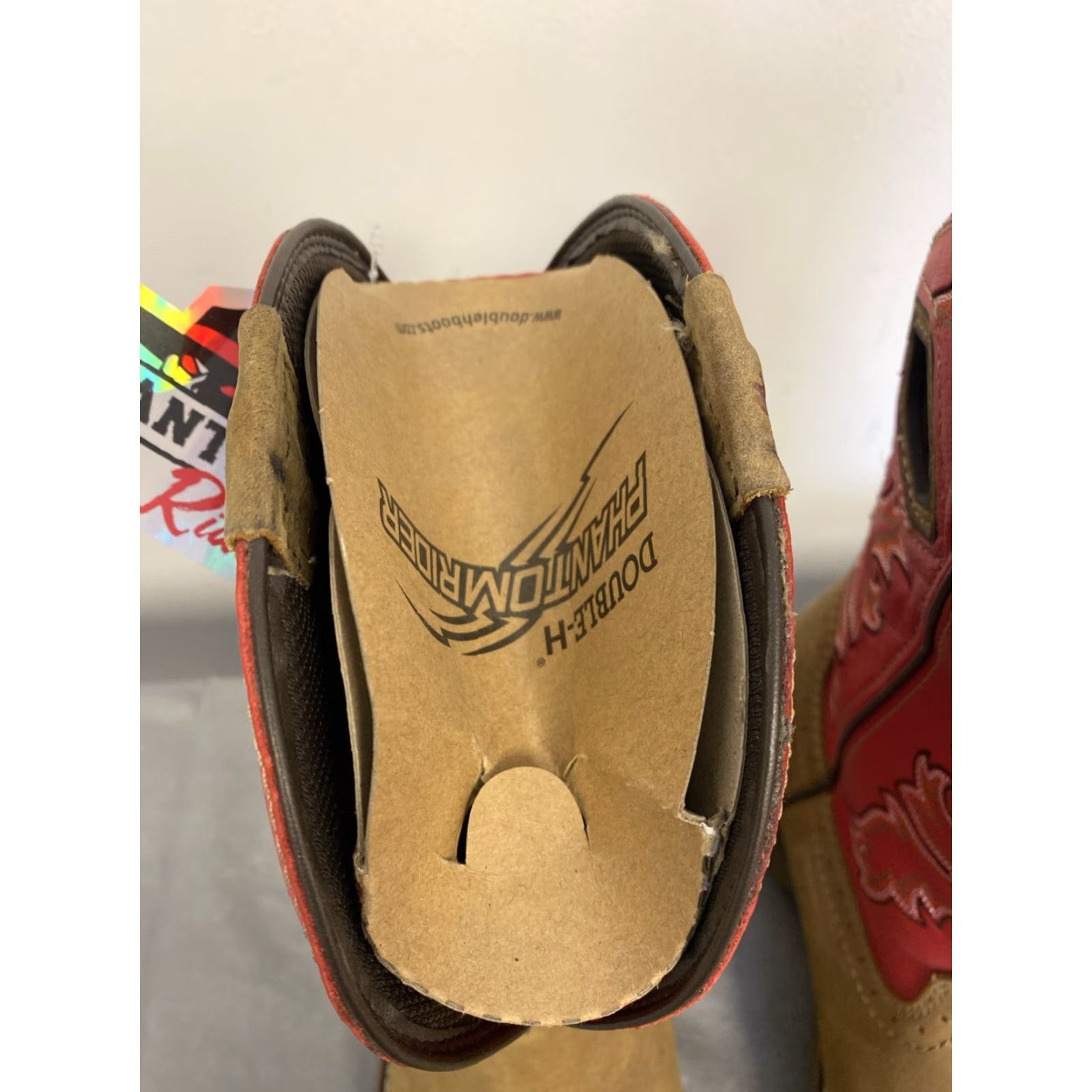 Doublet VINTAGE Double H Phantom Rider Work Boots Men’s 11 Wide Square Toe Leather Brown Red Embroidery Size US 11 / EU 44 - 4 Thumbnail