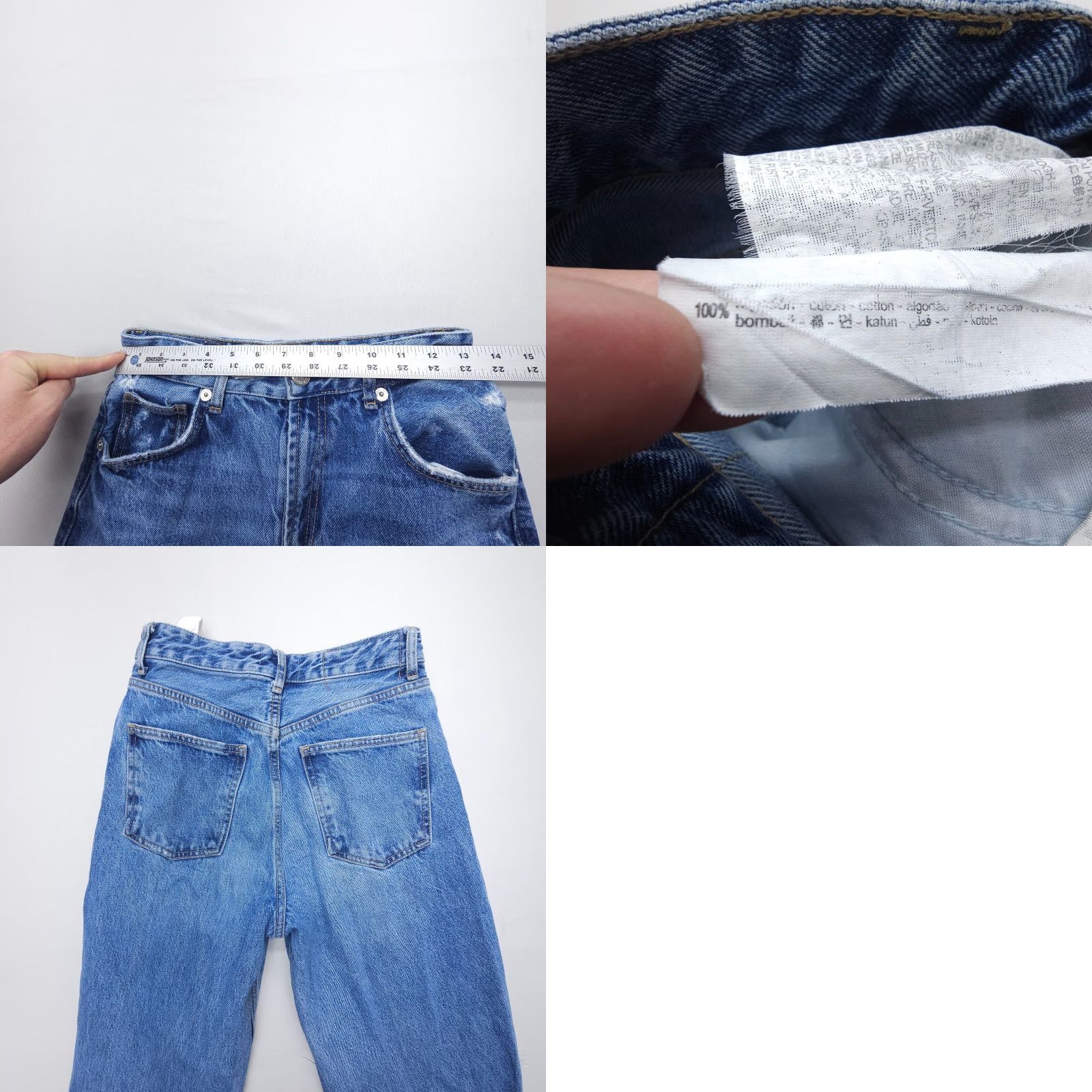 Zara Zara Jeans Women Size 4 Blue High Rise Straight Distressed Denim 5-Pocket Relaxed Fit 33in Inseam Size 27" / US 4 / IT 40 - 8 Thumbnail