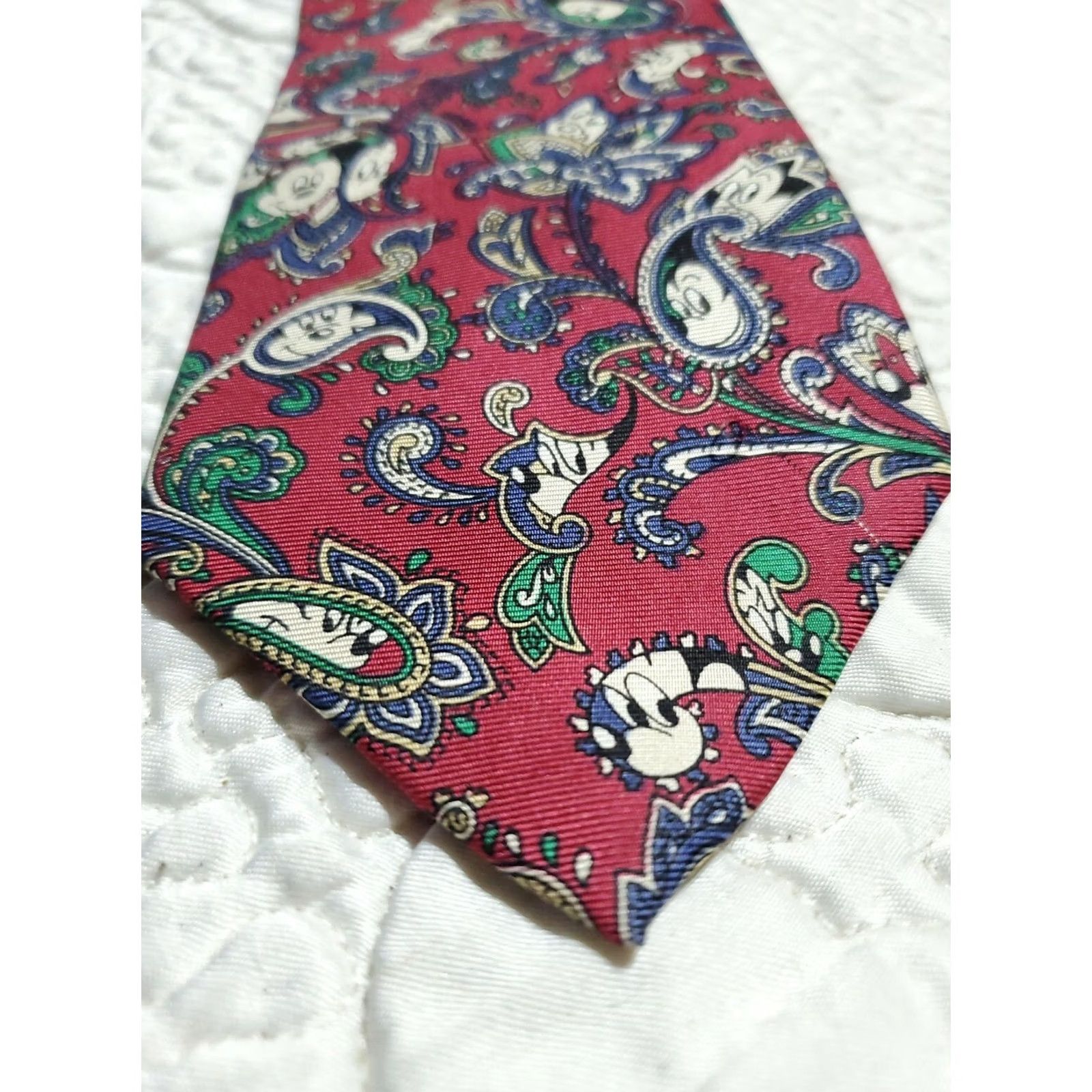 Disney Mickey Mouse Balacine Tie Paisley 100% Silk Multicolor Classic 57"-60" Men Disney Volt/Pattern? Size ONE SIZE - 2 Thumbnail