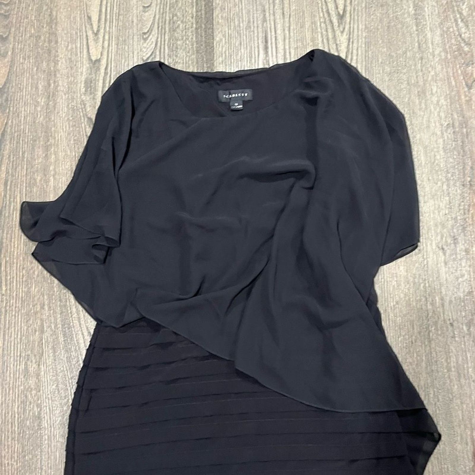 Vintage Scarlett Women Bodycon Dress Chiffon Over Layer Tiered SZ 12 Size XL / US 12-14 / IT 48-50 - 4 Thumbnail