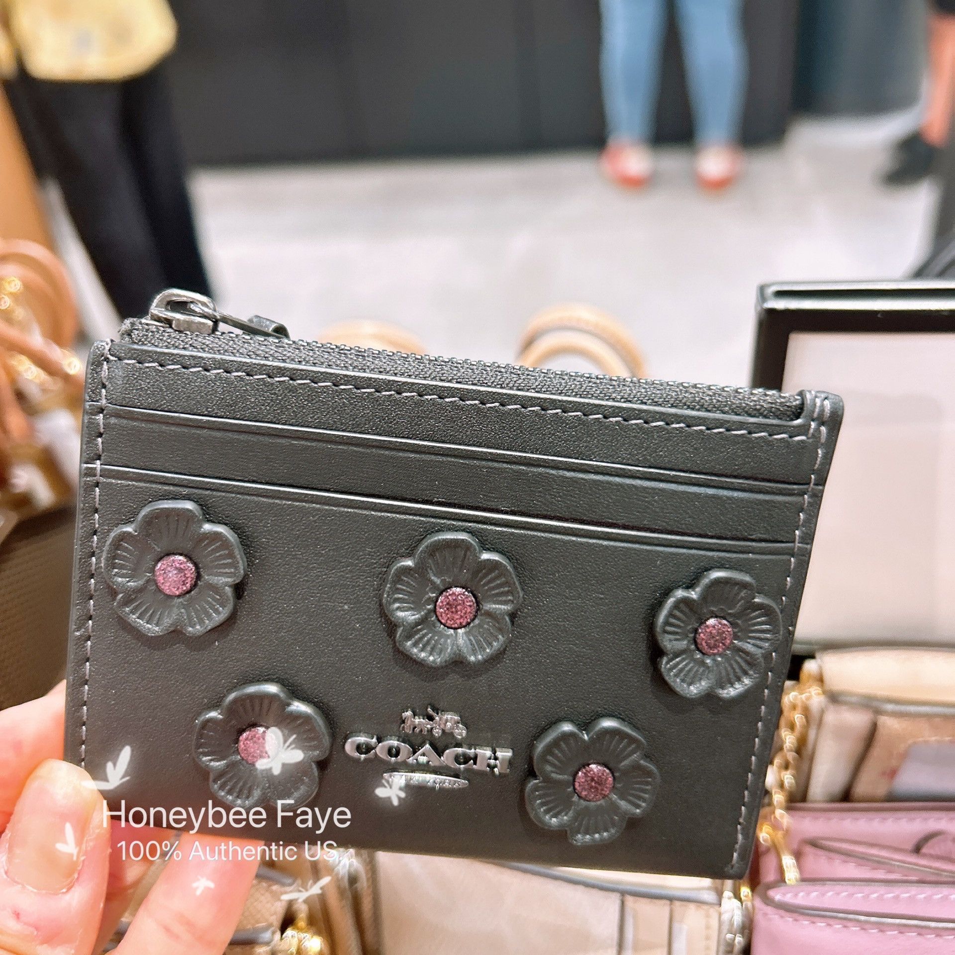 Coach Mini Skinny Id Case With Floral Applique CAT65 Size ONE SIZE - 1 Thumbnail