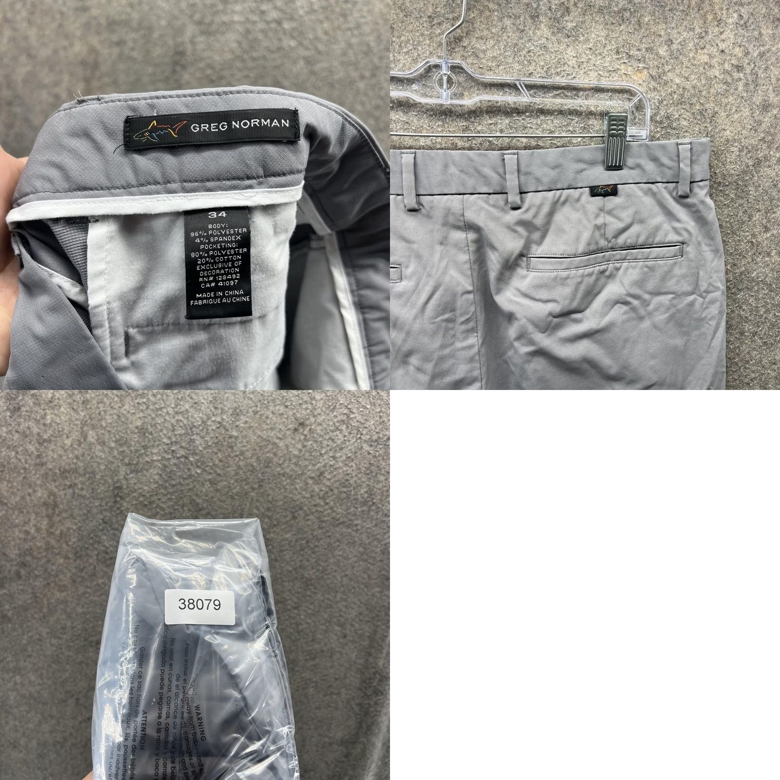 Vintage Greg Norman Shorts Mens 34 Gray Golf Chino Stretch Performance Flat Front Casual Pants Mens Adjusted for Golf Size US 34 / EU 50 - 8 Thumbnail