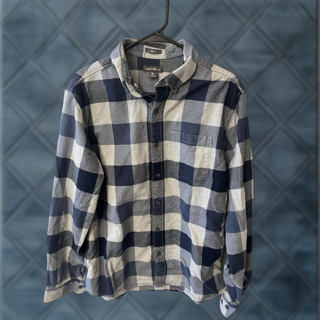 Eddie Bauer Eddie Bauer Flannel Shirt Mens L Blue Plaid Long Sleeve Button-Up Classic Fit Size US L / EU 52-54 / 3 - 1 Thumbnail