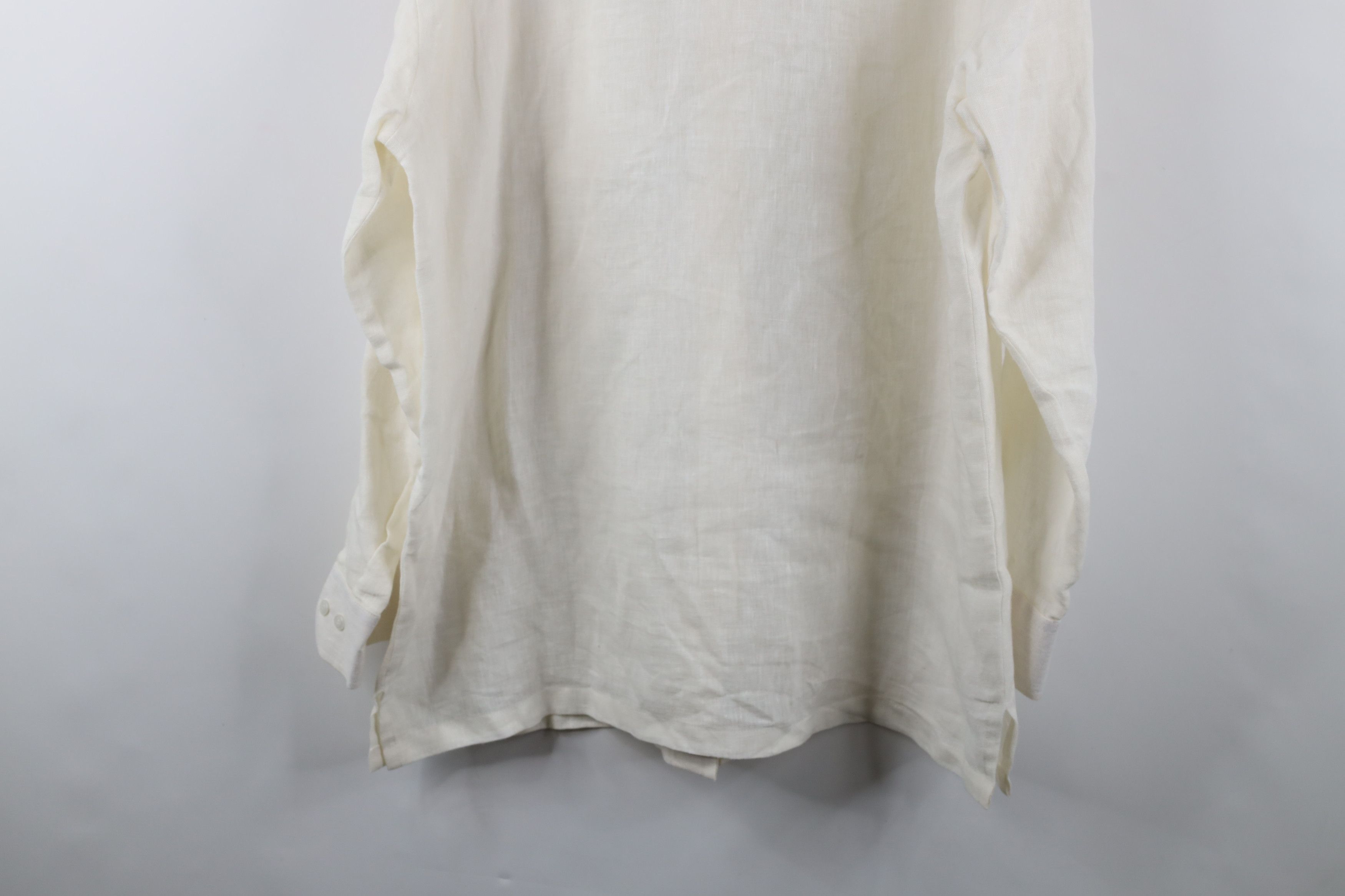Vintage Vintage 70s Streetwear Linen Collared Button Shirt Cream USA Size US XL / EU 56 / 4 - 13 Thumbnail