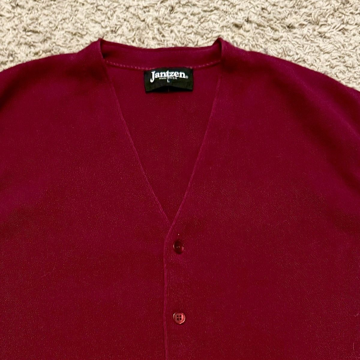 Jantzen VINTAGE 70s BURGUNDY CARDIGAN! Size US L / EU 52-54 / 3 - 3 Thumbnail