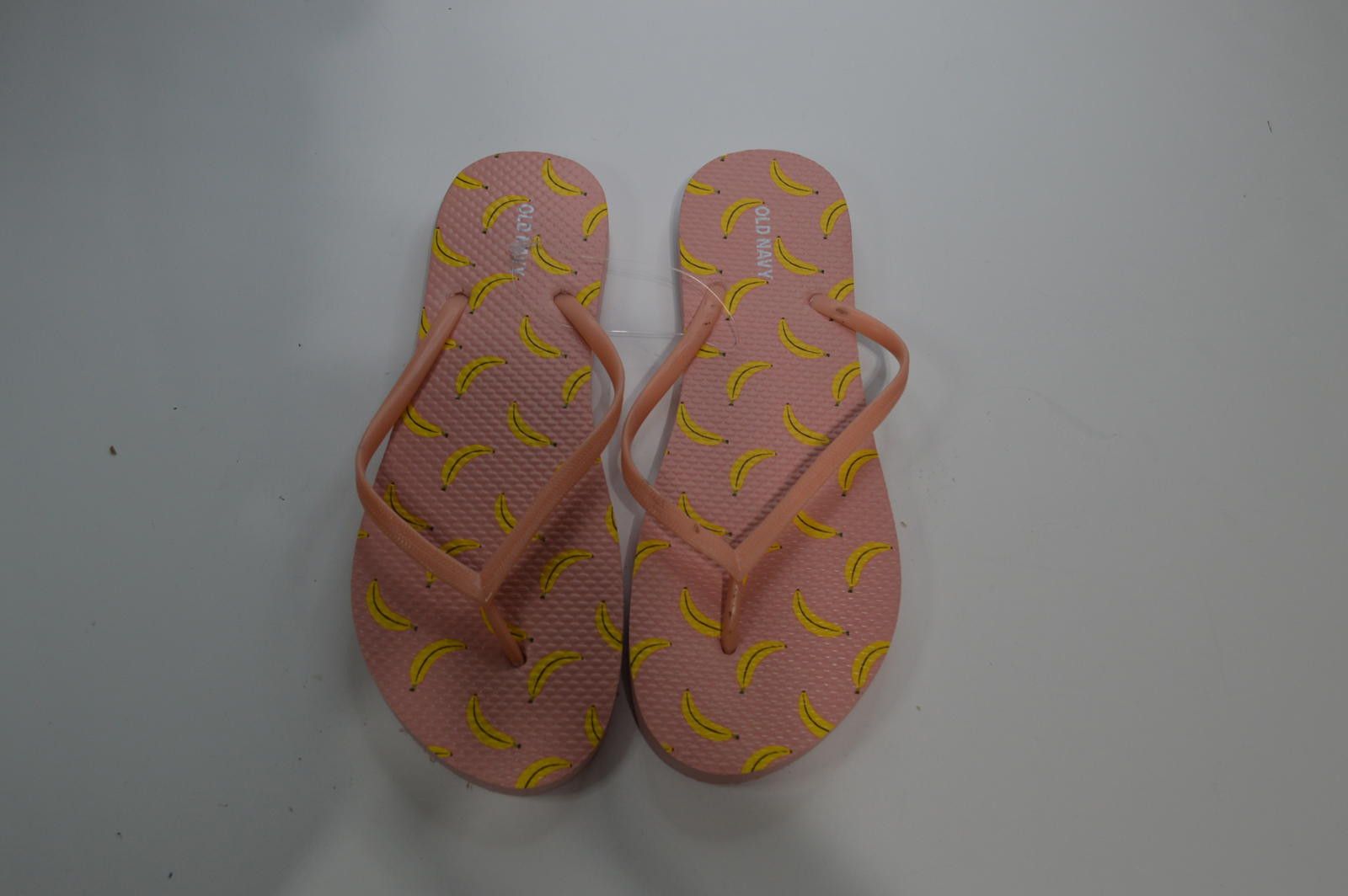 Designer Old Navy Banana Print Flip-Flops, Size 9, Pink and Yellow Size US 9 / IT 39 - 1 Thumbnail