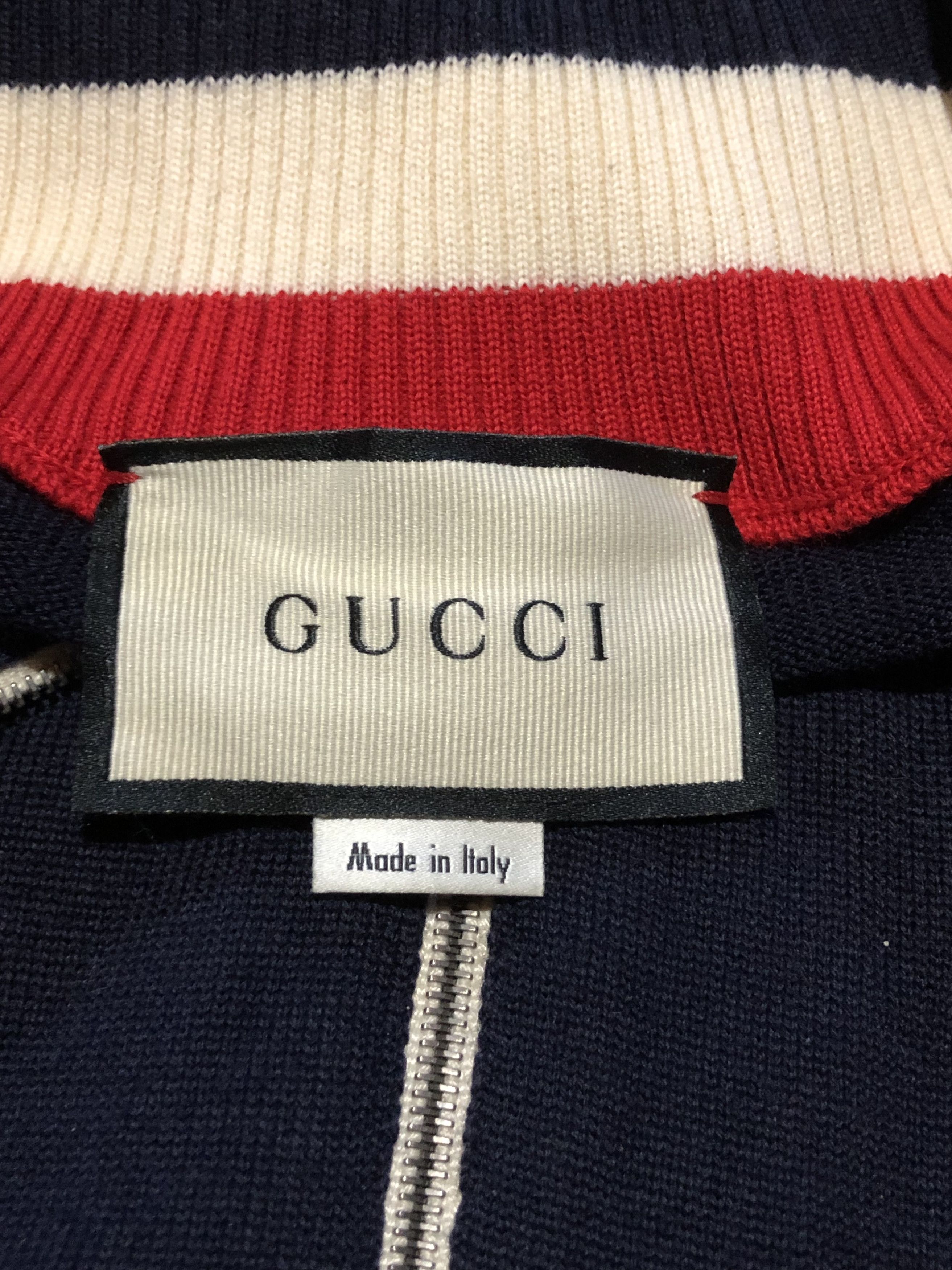 Gucci Gucci GG Logo-appliquéd Striped Wool Zip-up Sweater Size US M / EU 48-50 / 2 - 12 Thumbnail