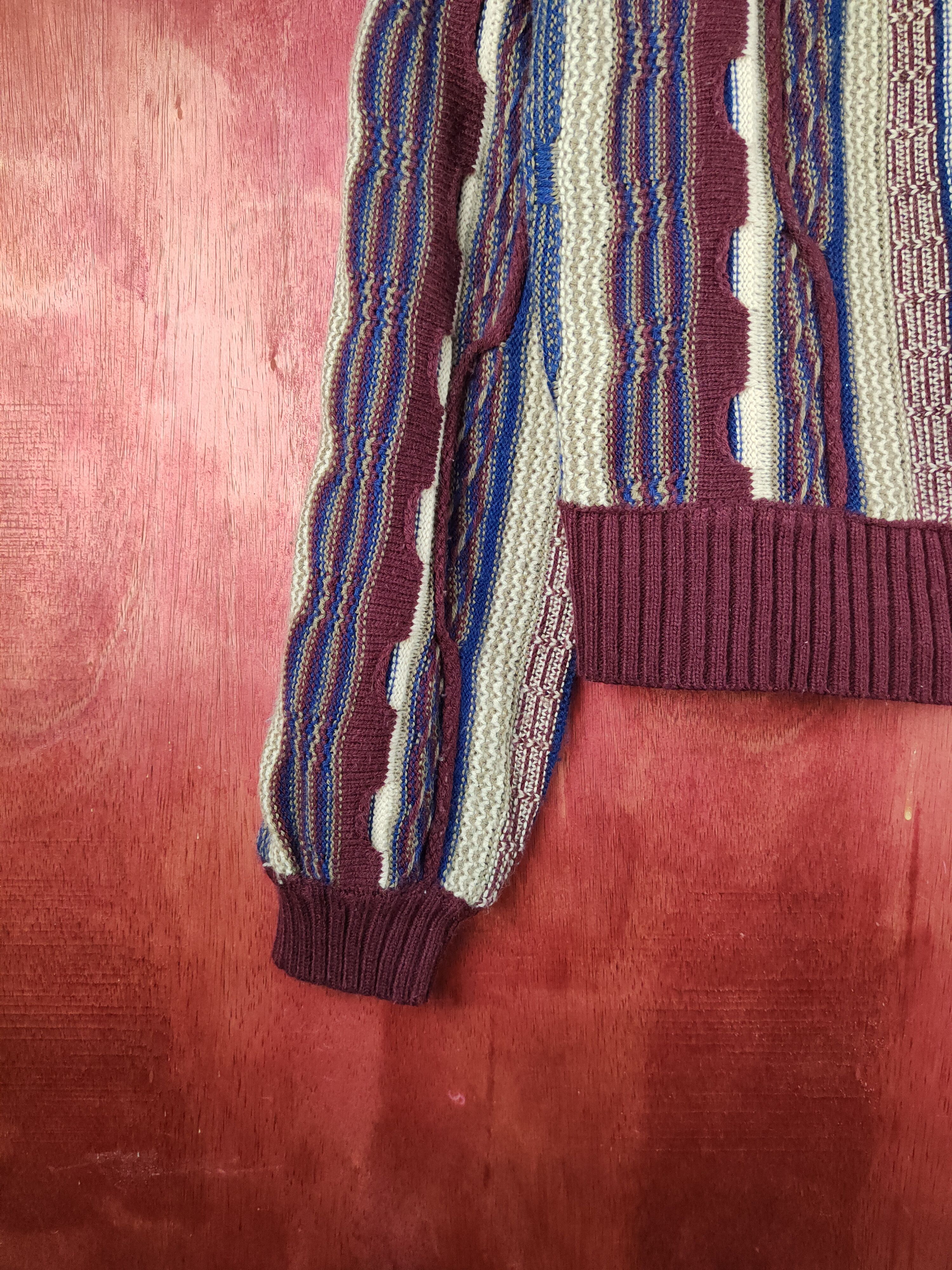 Japanese Brand Urbanity UB Dark Purple Stripes Knitwear like coogi #S1600 Size US M / EU 48-50 / 2 - 4 Thumbnail