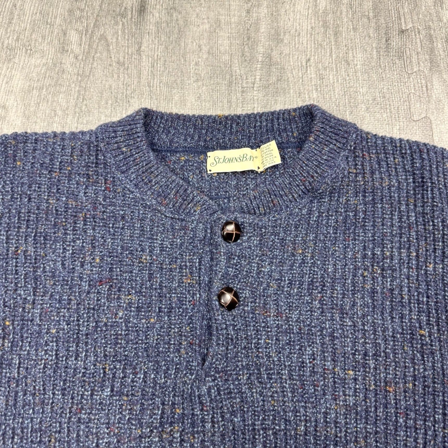 Vintage VINTAGE St. John's Bay USA Made Men's Long Sleeve Henley Sweater L Blue Wool Knit Autumn Winter Casual Size US L / EU 52-54 / 3 - 2 Thumbnail