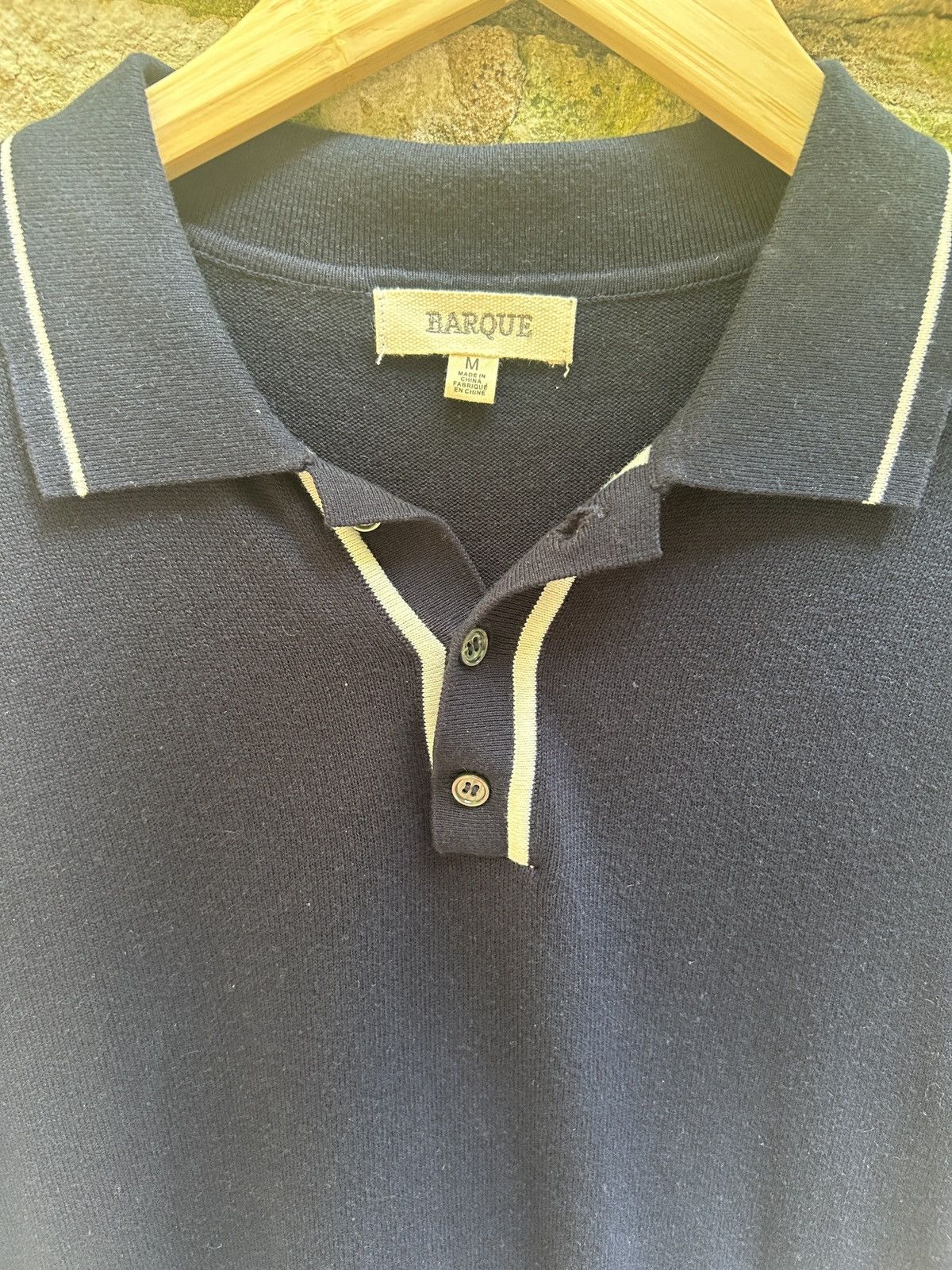 Barque Barque Navy/White Striped Fitted 2 Button Polo Size M Size US M / EU 48-50 / 2 - 4 Thumbnail
