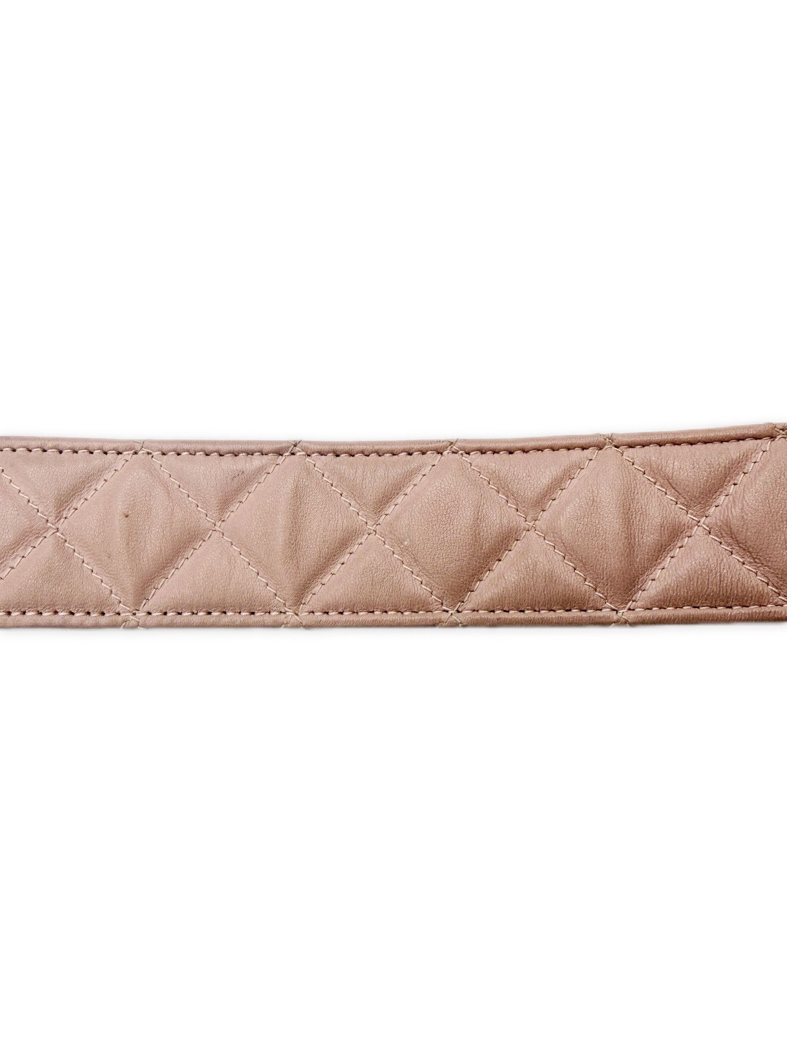 Chanel Chanel Double CC Nude Pink Quilted Lambskin Leather Caviar Belt Size 30 - 4 Thumbnail