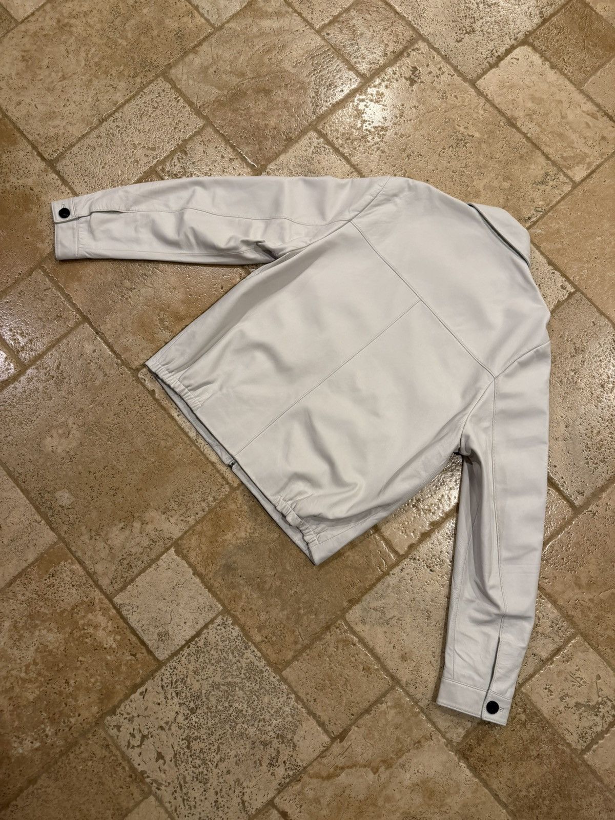 Prada Prada Nappa White / Light Grey Leather Zip Up Blouson Jacket Size US L / EU 52-54 / 3 - 9 Thumbnail