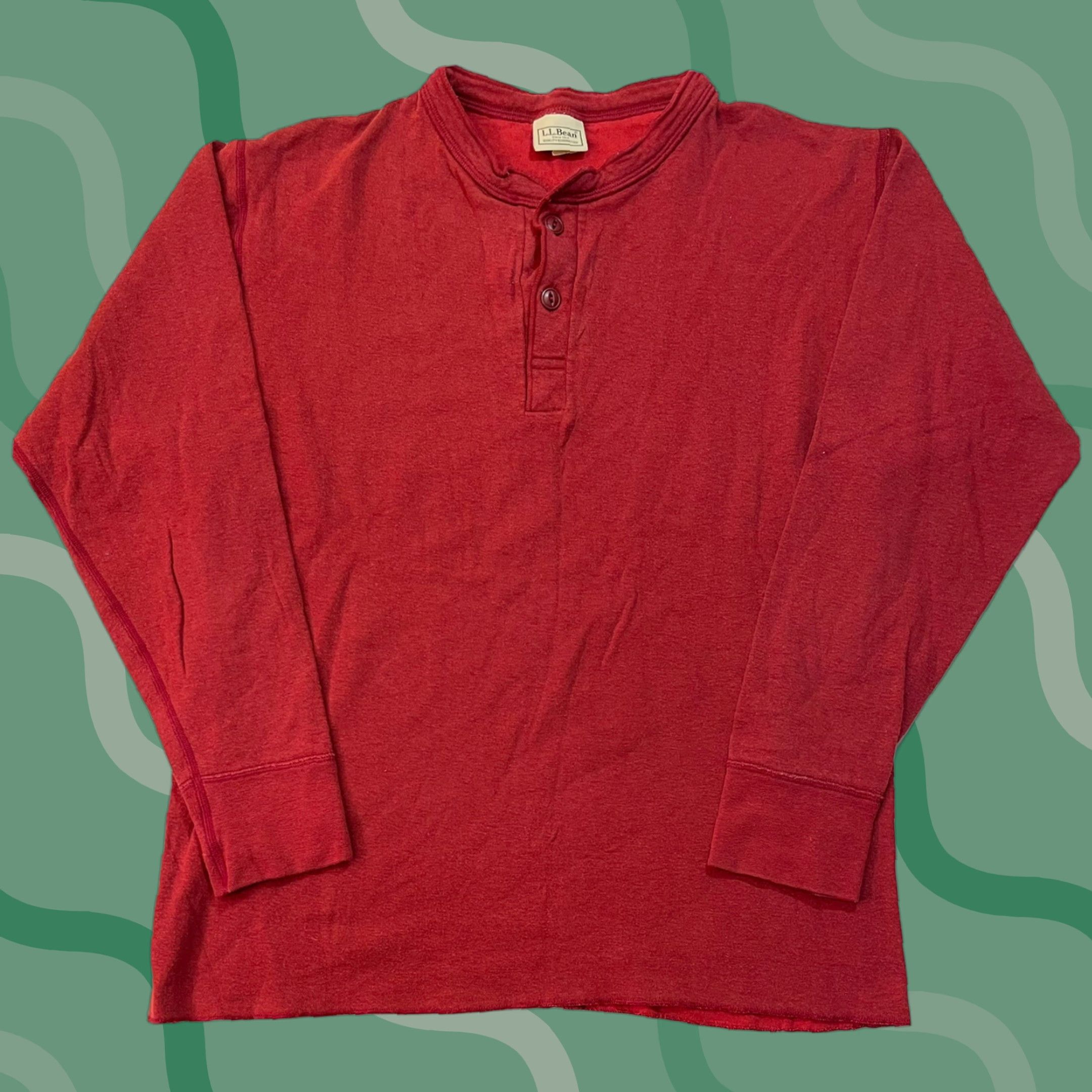 Vintage VINTAGE L.L. Bean River Driver Thermal Shirt Wool Blend Henley Red 90s Mens Size L Shirt Size US L / EU 52-54 / 3 - 1 Thumbnail