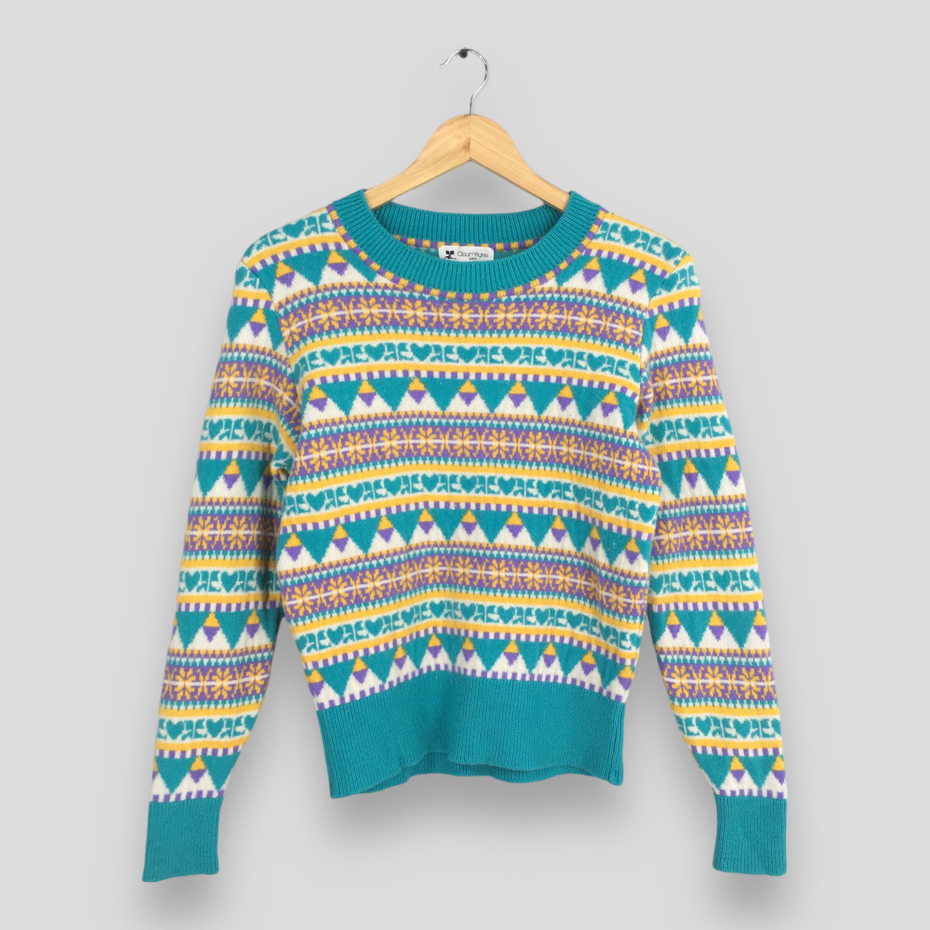 Courreges Vintage 80s Courreges Paris Knitwear Native Pattern XSmall Size XS / US 0-2 / IT 36-38 - 1 Thumbnail