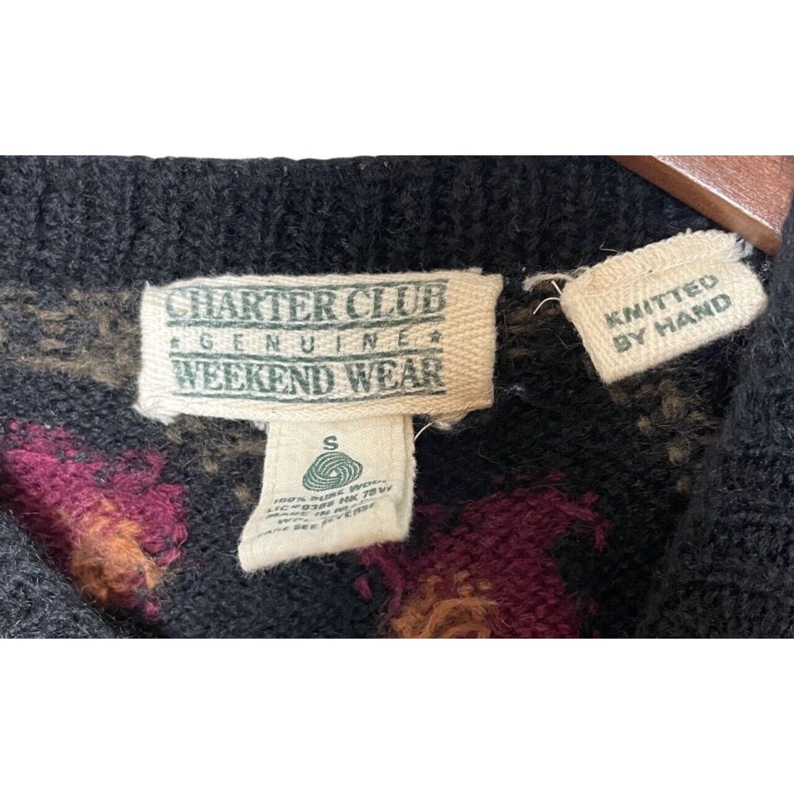Vintage VTG charter Club Wool Hand Knit Quail Hunting Sweater Size US S / EU 44-46 / 1 - 3 Thumbnail