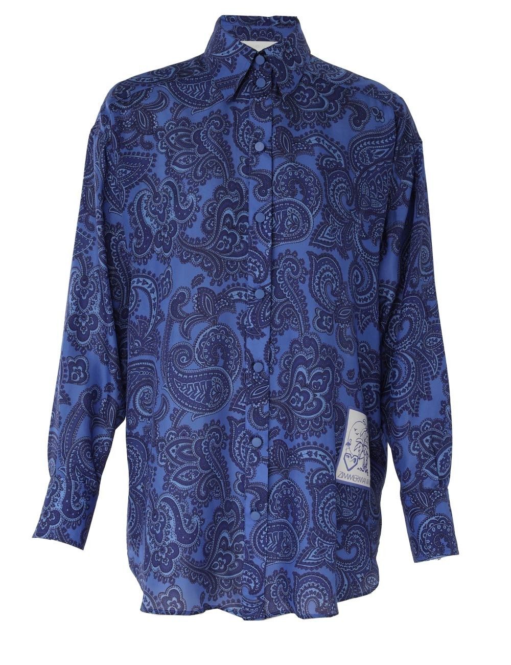 Zimmermann oc11z0525 Ottie Relaxed Shirt in Blue Size L / US 10 / IT 46 - 1 Thumbnail