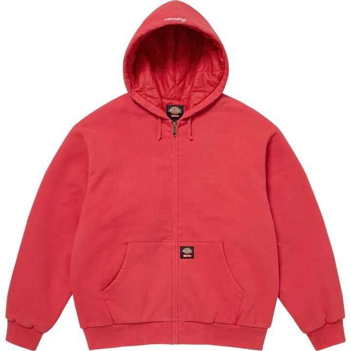 Supreme Dickies Quilted Lined Zip Up Hooded Sweatshirt Red