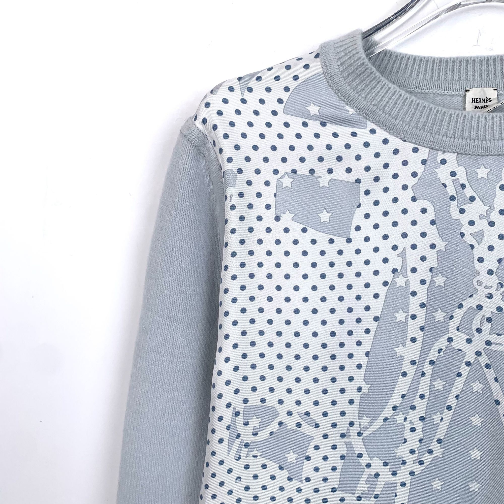 Hermes Hermès Brides De Gala Aqua Blue Wool & Silk Knit Sweater Siz Size S / US 4 / IT 40 - 8 Thumbnail