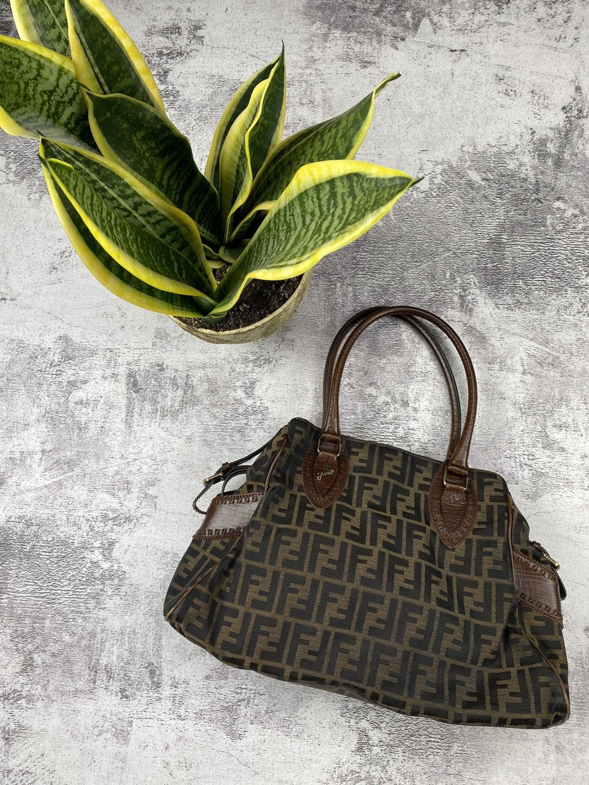 Fendi Fendi Roma Ethnico Zucca Canvas Monogram FF Brown Women’s Hand Shoulder Tote Bag Size ONE SIZE - 2 Thumbnail