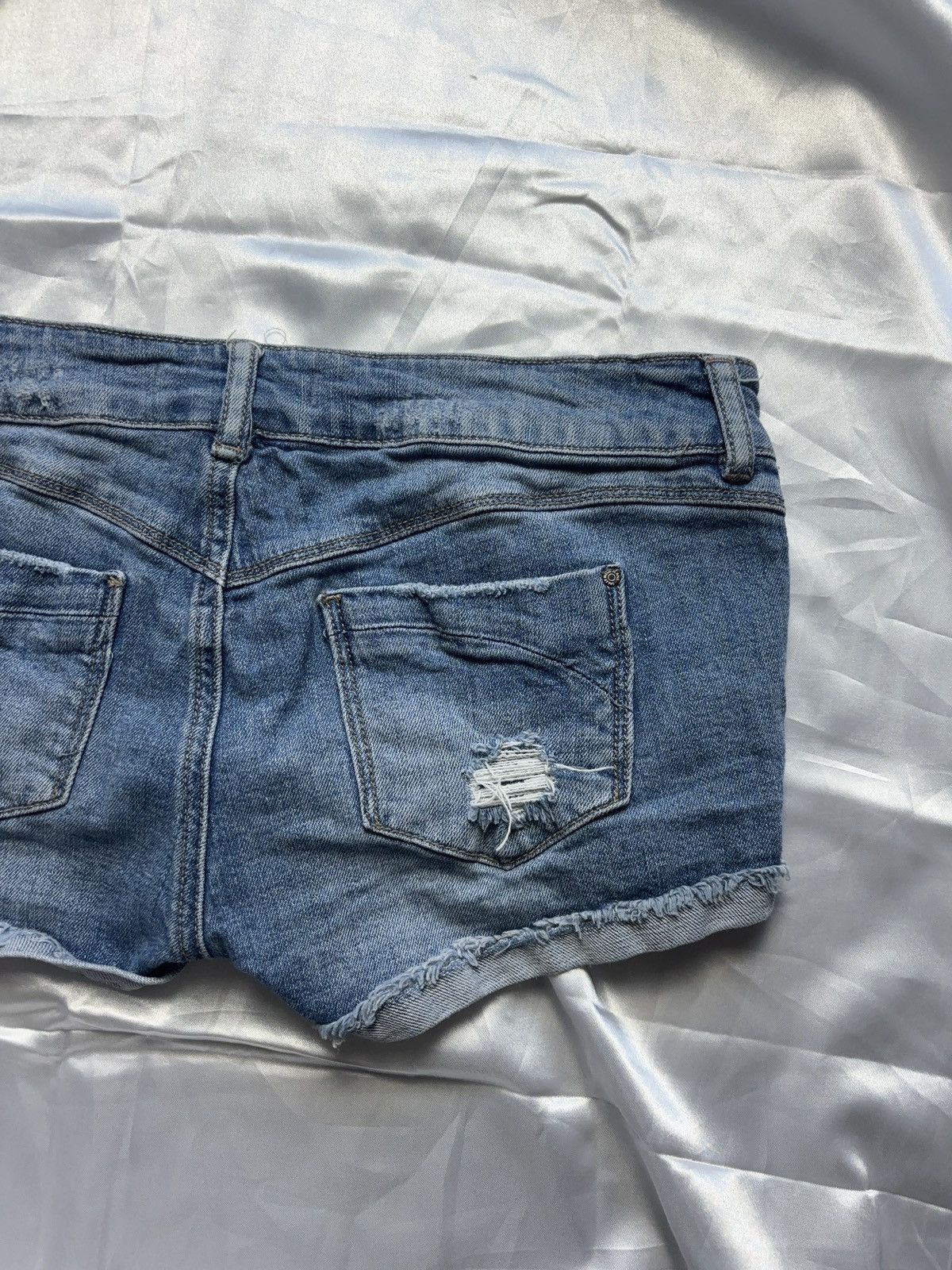 Japanese Brand × Vintage Micro sexy mini denim vintage distressed shorts Size 29" - 6 Thumbnail