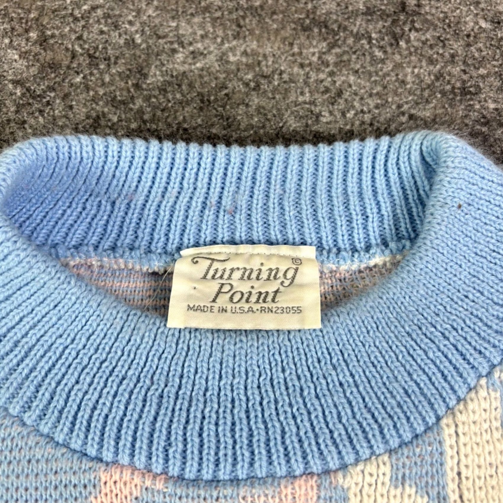 Vintage VINTAGE Turning Point Sweater Pastel Floral Knit Blue Pink Cream L Made in USA Size L / US 10 / IT 46 - 3 Thumbnail