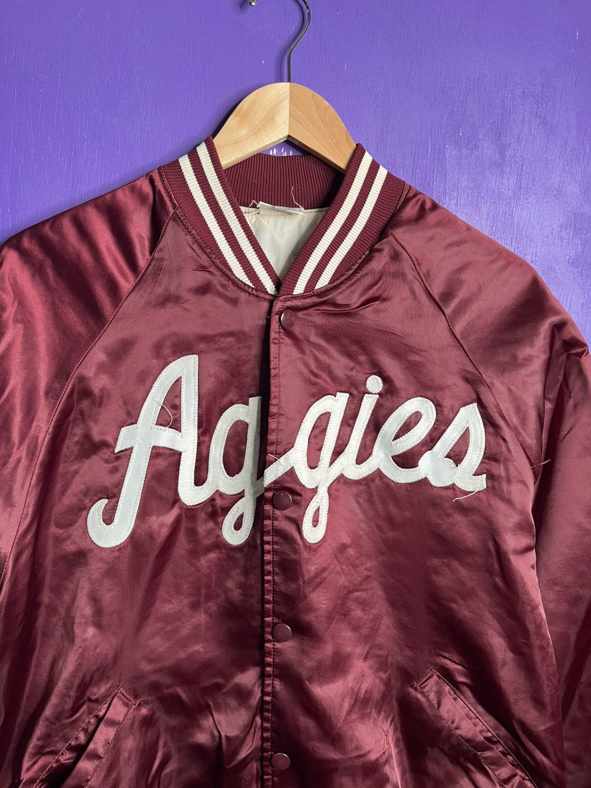 Vintage Vintage 80s Texas ATM Aggies satin jacket Size US L / EU 52-54 / 3 - 3 Thumbnail