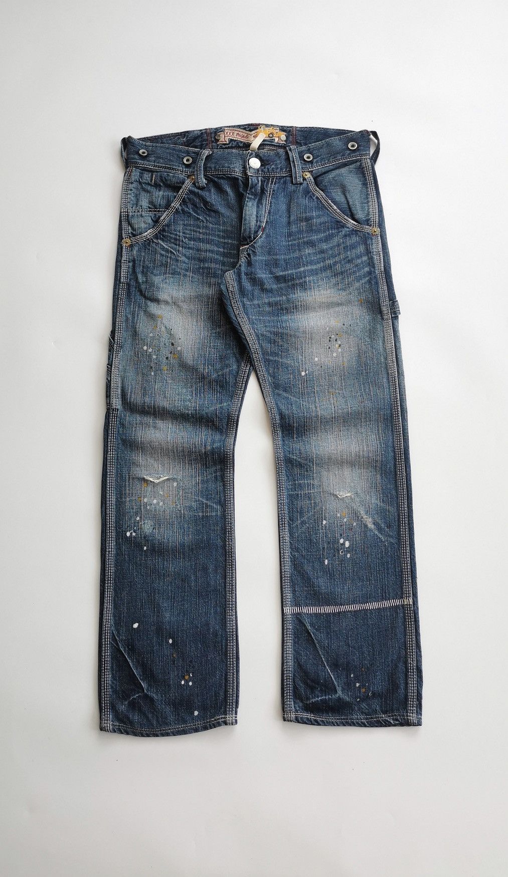 Edwin Liberto Utility Work Carpenter Distressed Ankle Jeans Size US 32 / EU 48 - 7 Thumbnail
