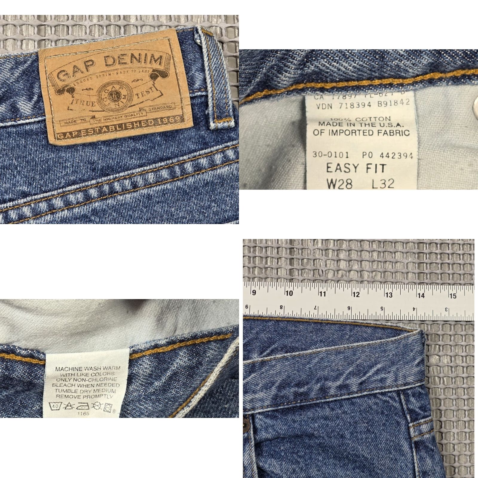 Gap VINTAGE Gap Jeans Mens 28x32 Medium Wash Straight High Waist Regular Blue 90s USA Jeans Size US 28 / EU 44 - 8 Thumbnail