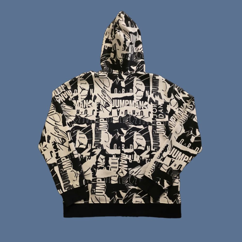 Jordan Brand VINTAGE Nike Air Jordan Essentials All Over Print Pullover Hoodie Black & White Large Size US L / EU 52-54 / 3 - 1 Thumbnail