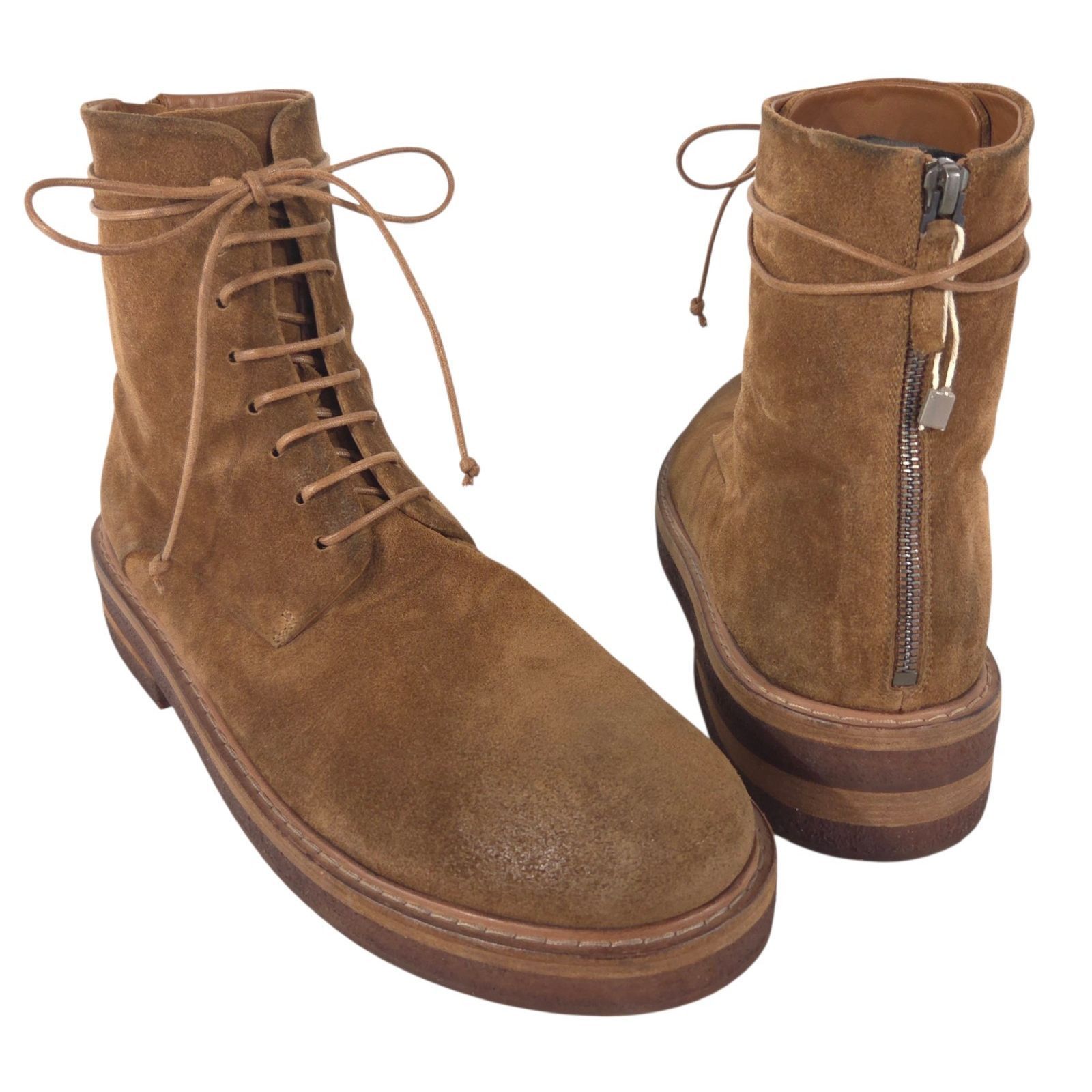 Marsell Suede Back-Zip Lace Up Boots US 11 EU 44 Mens Brown