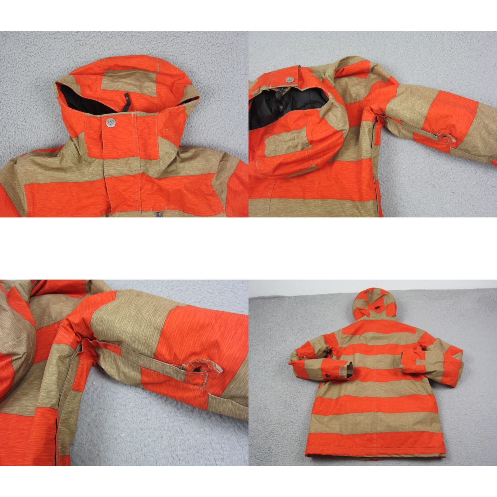 Burton Burton Jacket Mens Small Orange Striped Hooded DryRide Snowboard Ski Windbreaker Lining Polyester Regular-Size Clothing Outdoors Mens Size US S / EU 44-46 / 1 - 10 Thumbnail