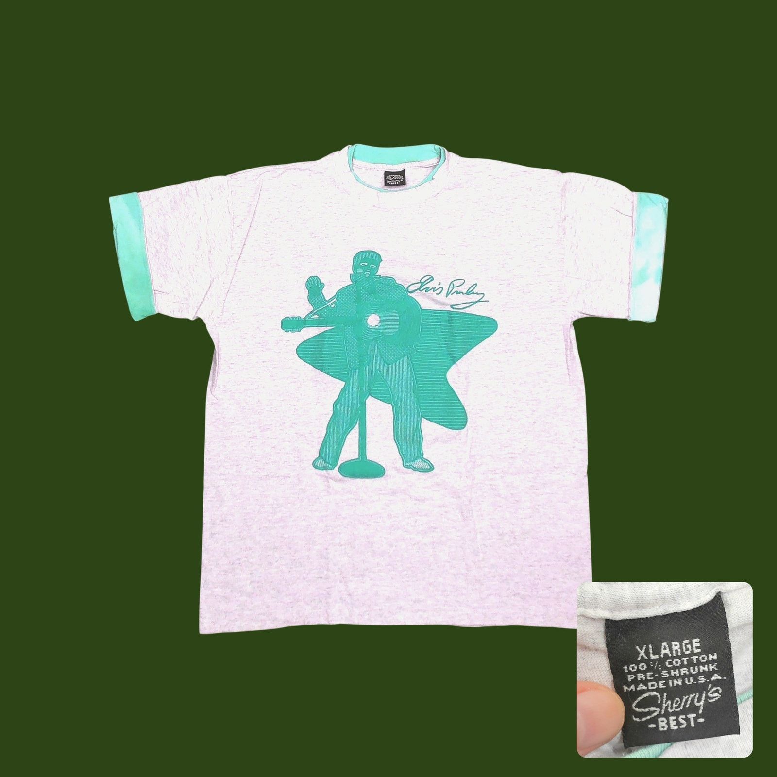 Vintage 90s Vintage Elvis Puff Print Single Stitch Tee XXL Size US XXL / EU 58 / 5 - 1 Thumbnail