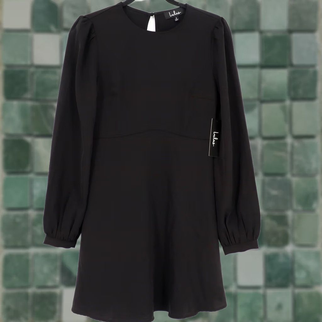 Lulus Lulus Follow Me Black Long Sleeve Mini Dress Women's S NWT Size S / US 4 / IT 40 - 1 Thumbnail