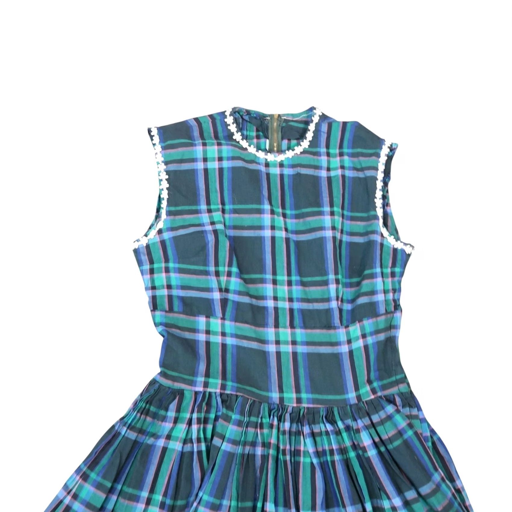 Vintage VINTAGE 60s Black and Blue Plaid A-line Midi Dress XS Dress Womens Vintage Plaid 50s 60s 60s Fashion Size XS / US 0-2 / IT 36-38 - 2 Thumbnail