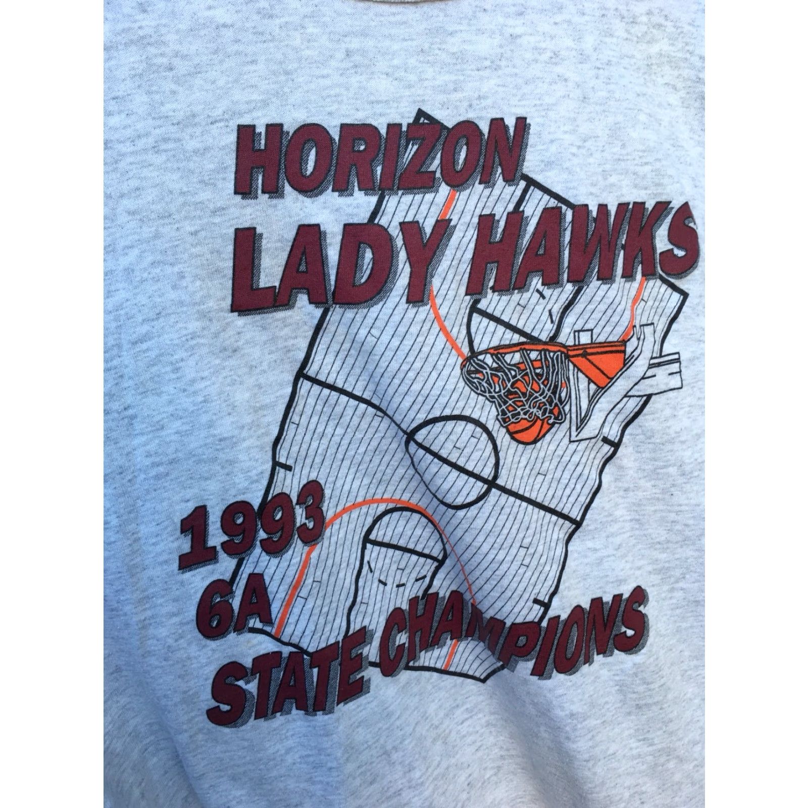 Russell Athletic VINTAGE Horizon Lady Hawks 1993 6A STATE CHAMPIONS T-Shirt XL gray USA Russell Athletic Unisex 1990s Graphic Tee Size US XL / EU 56 / 4 - 3 Thumbnail