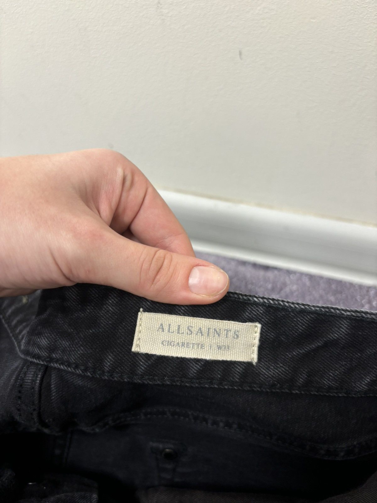 Allsaints AllSaints Cigarette Damaged Men’s Slim Tapered Denim Jeans Size US 33 - 12 Thumbnail
