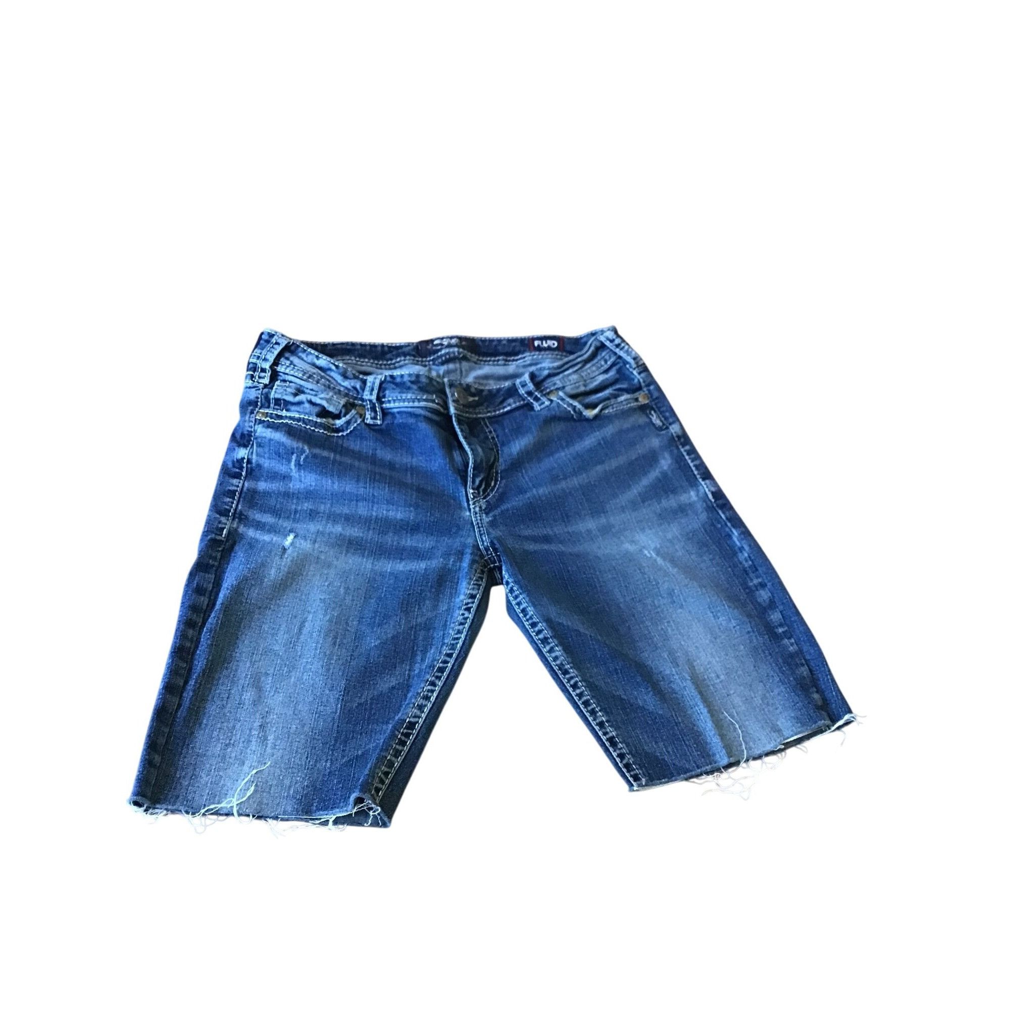 Silver Jeans Co. Fluid by Silver Jean Co. Denim Distressed Blue Jean Shorts Size 33" - 1 Thumbnail