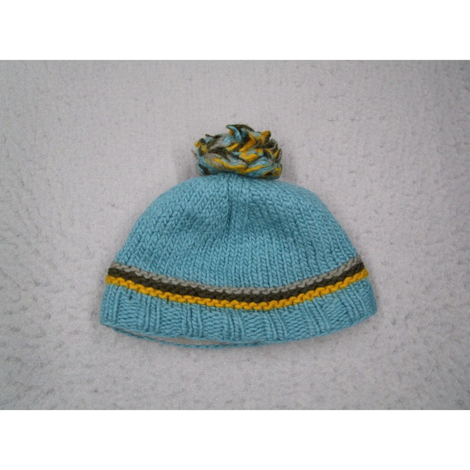 Vintage Kusan Beanie Hat Womens One Blue Wool Pom Wool Ski Hand Made in Nepal Size ONE SIZE - 3 Thumbnail